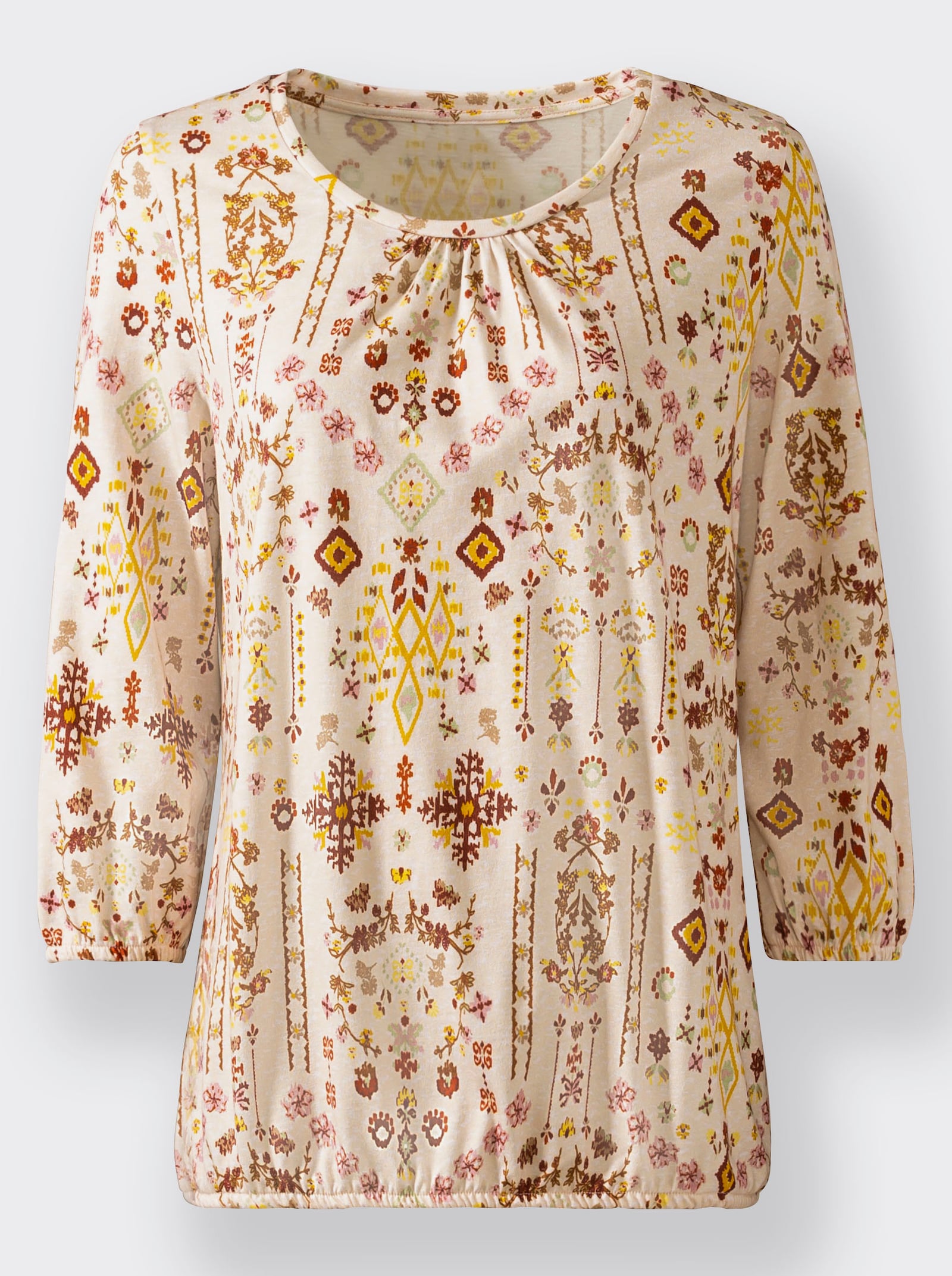 Print-Shirt mit Ethno-Druck - camel-bedruckt