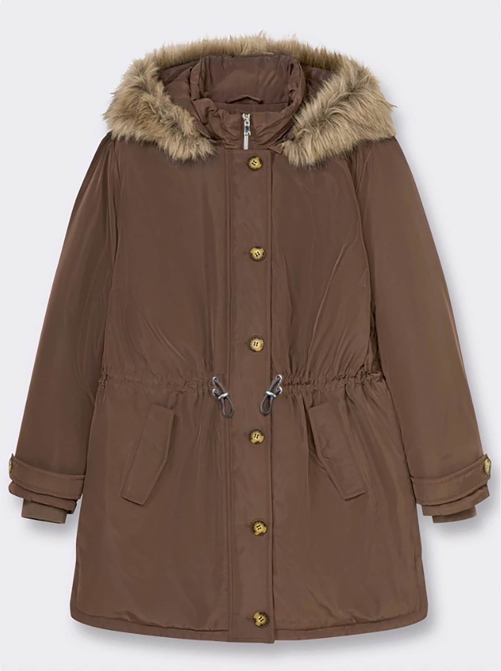 sheego Parka mit gefütterter Kapuze - schoko