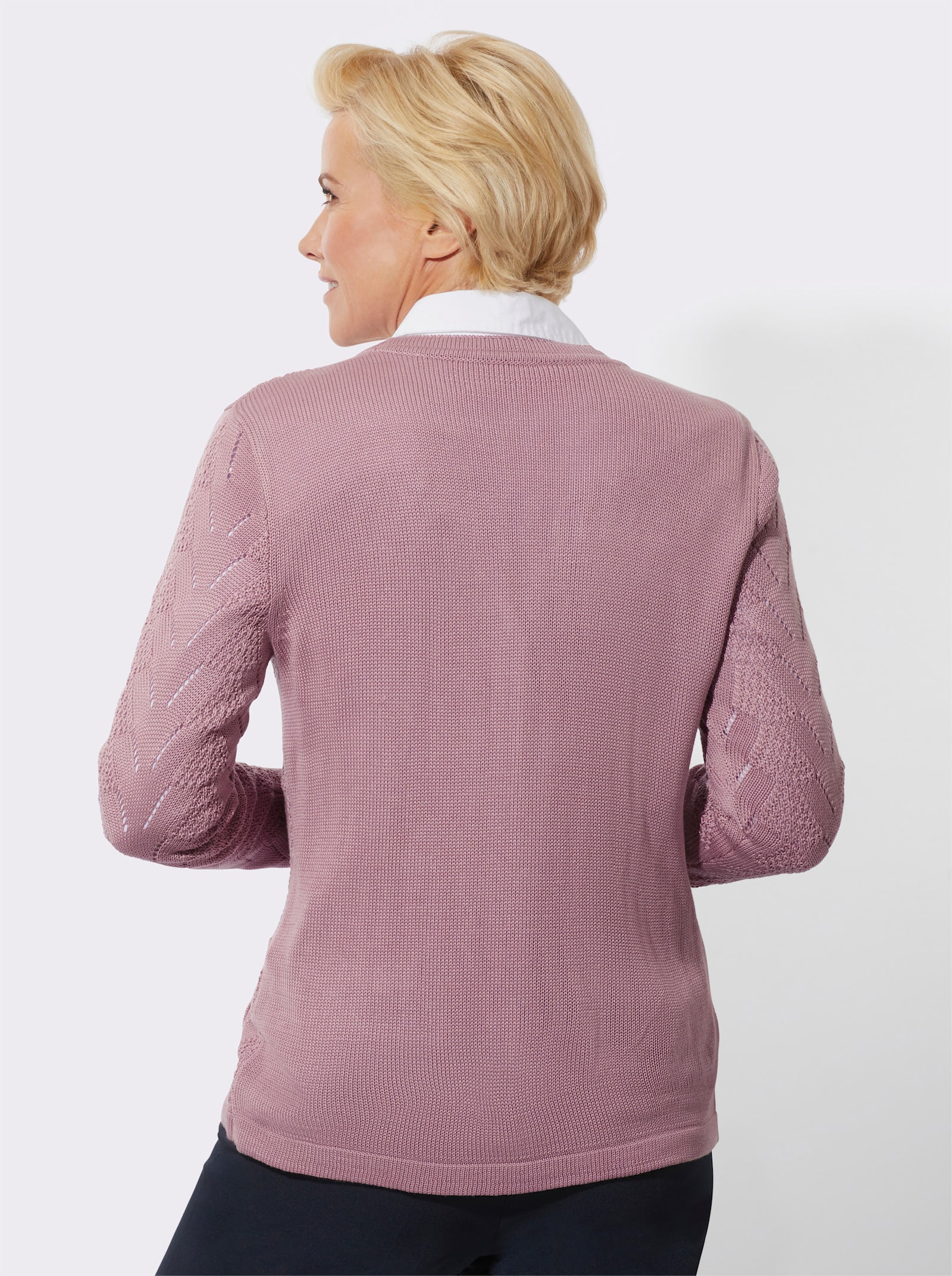 Strickjacke mit 2 aufgesetzten Taschen - mauve