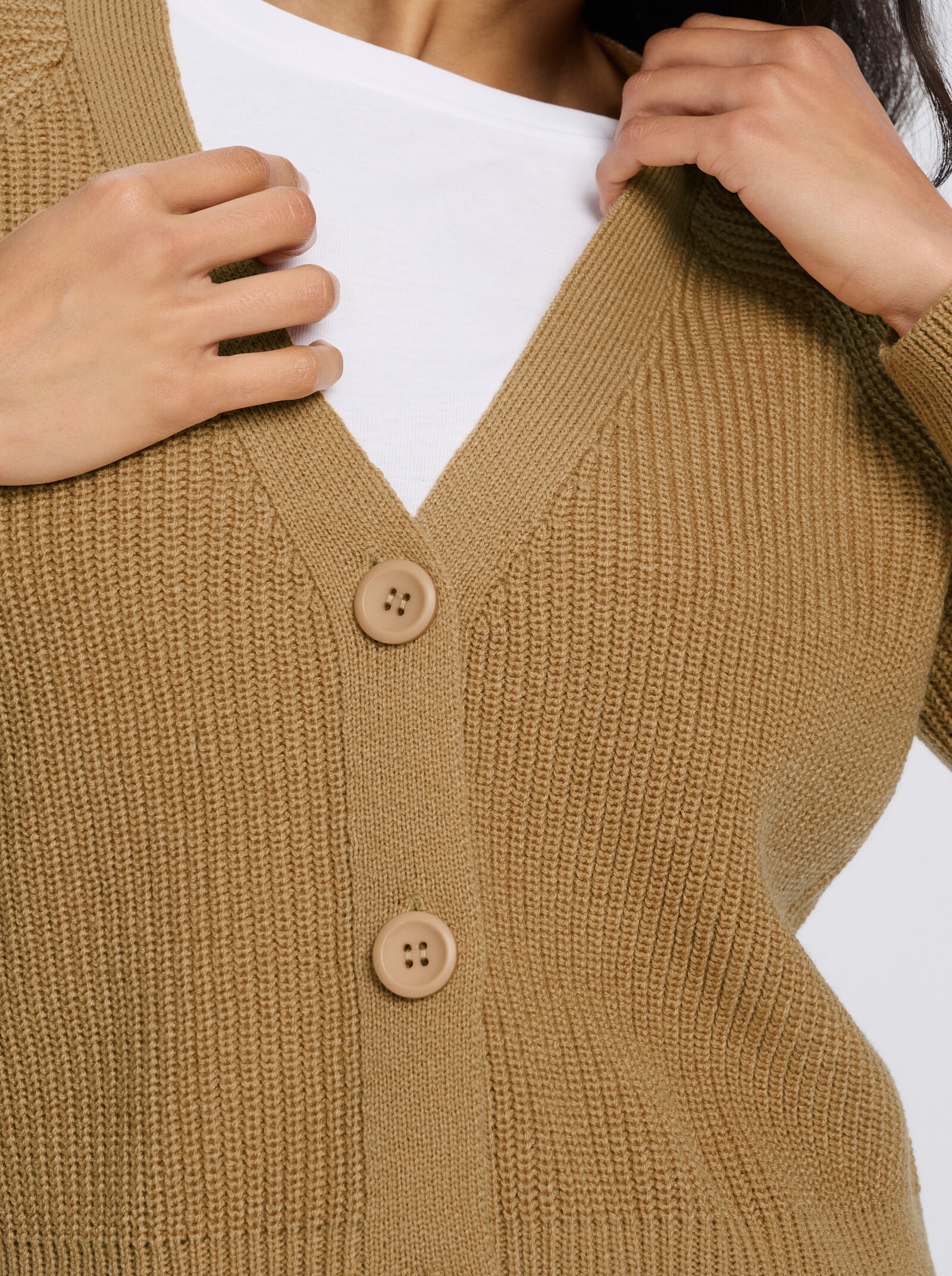 Strickjacke im Patentstrick - camel