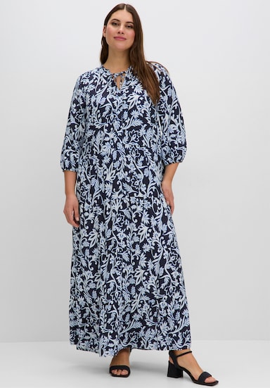 sheego Maxikleid - tiefblau-gemustert