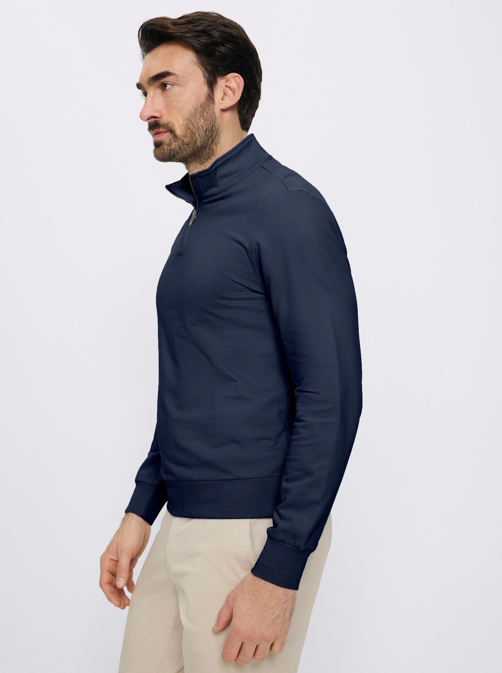 Catamaran Langarmshirt mit Stehkragen - marine