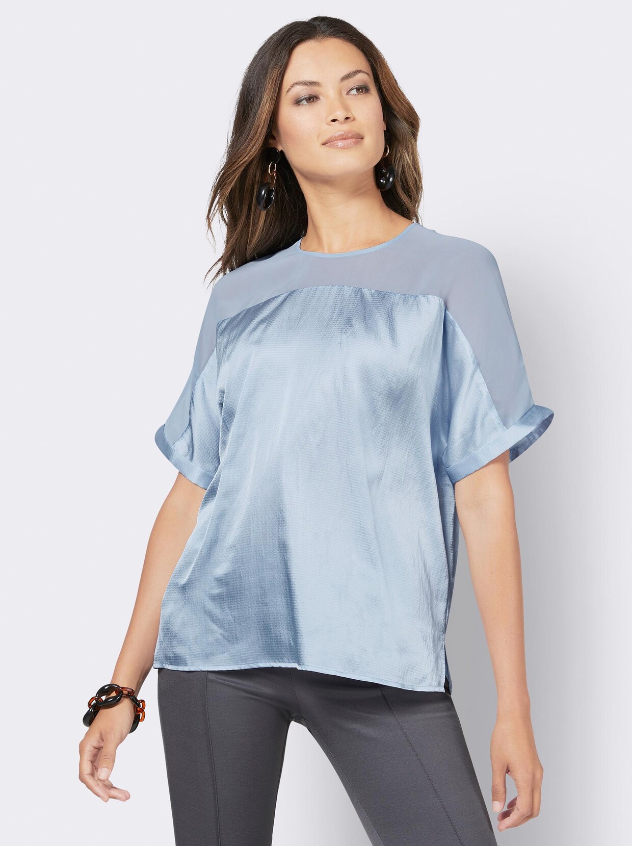 Chiffonbluse - hellblau
