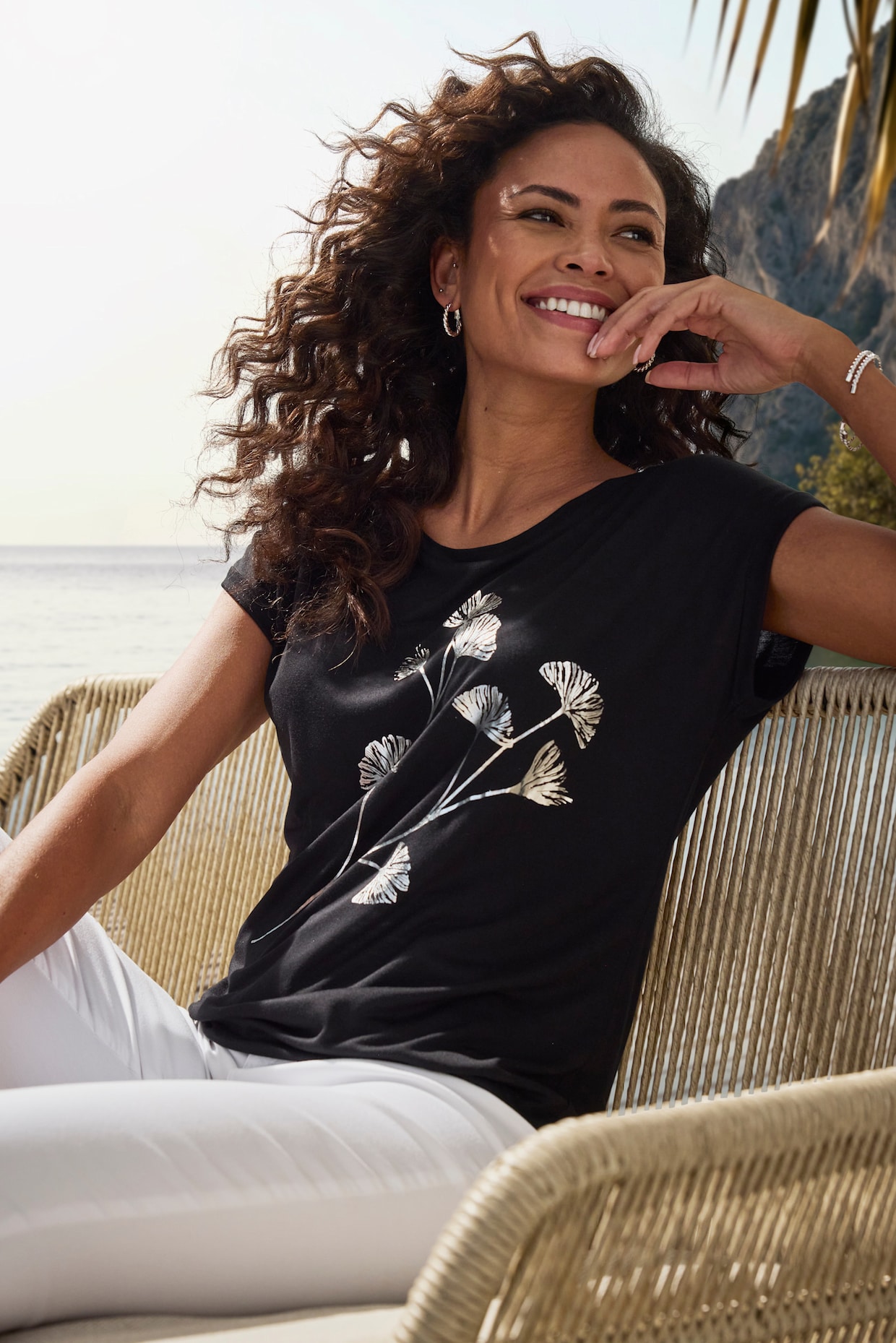 LASCANA Shirt met korte mouwen - zwart