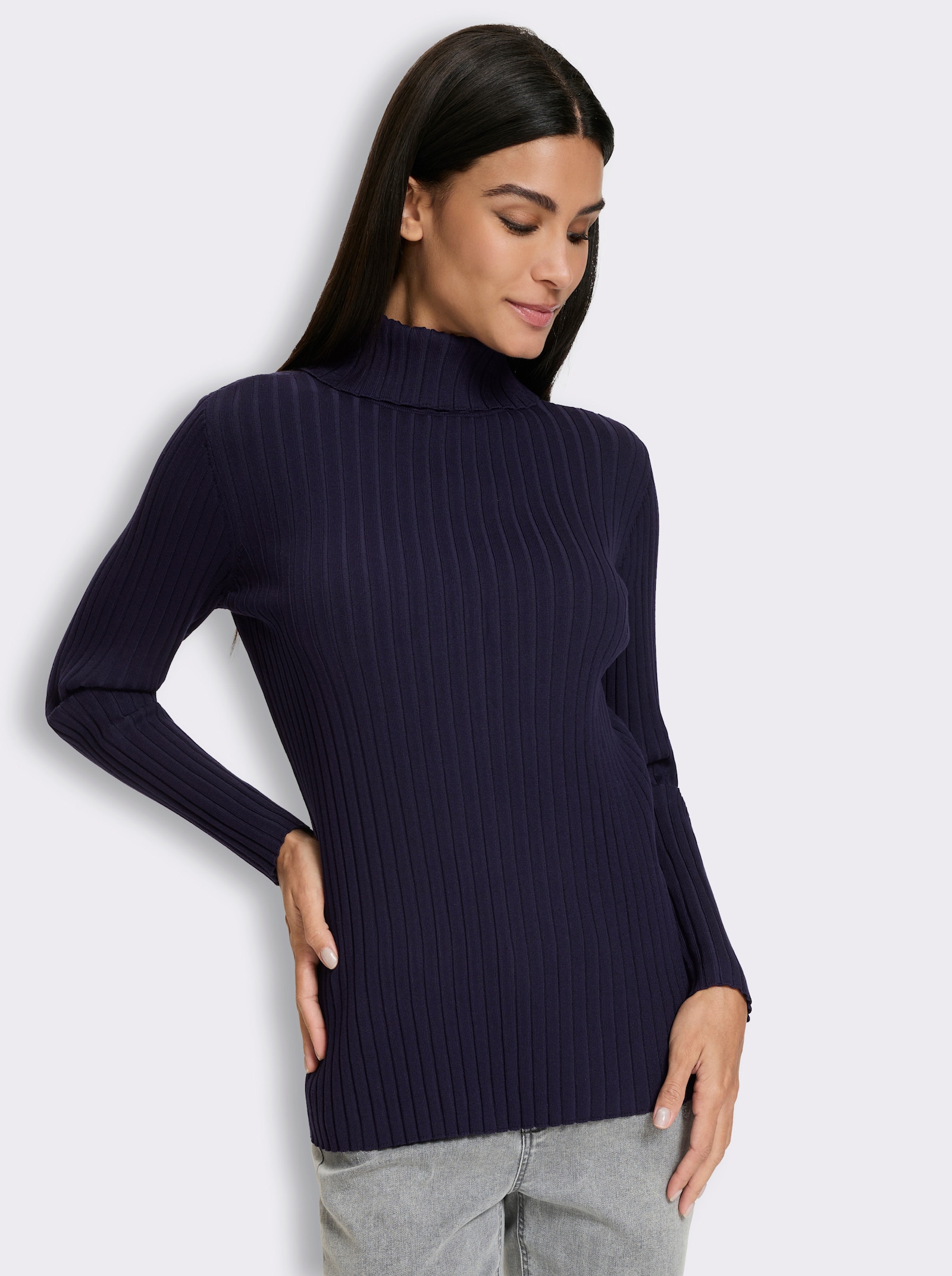 heine Feinstrickpullover mit Rollkragen - marine