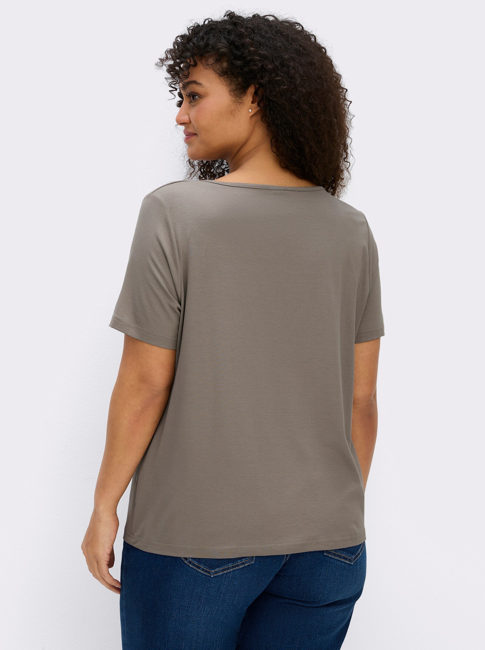 Wasserfallshirt mit kurzen Ärmeln - taupe