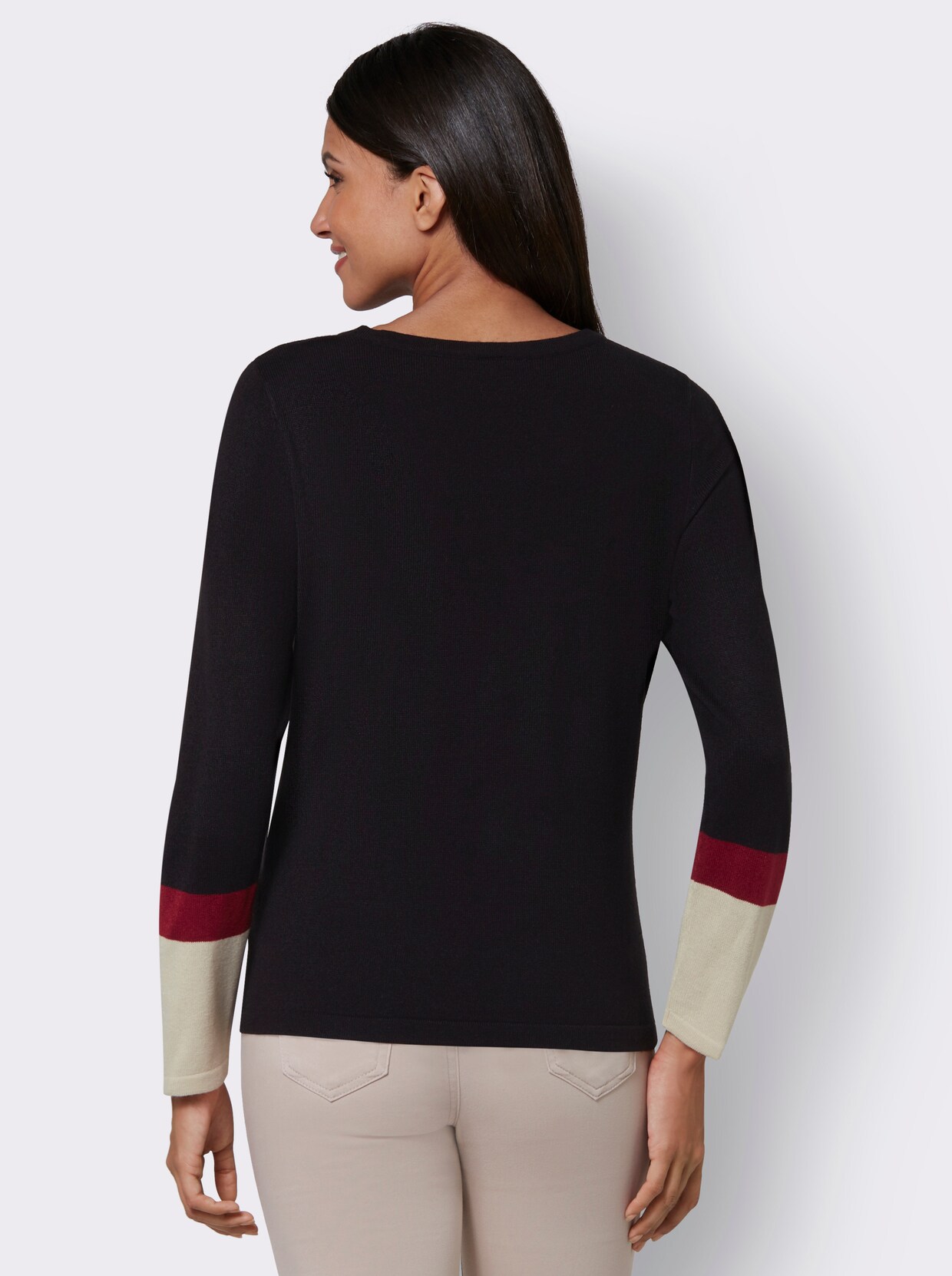 Pullover met lange mouwen - zwart/zand gedessineerd
