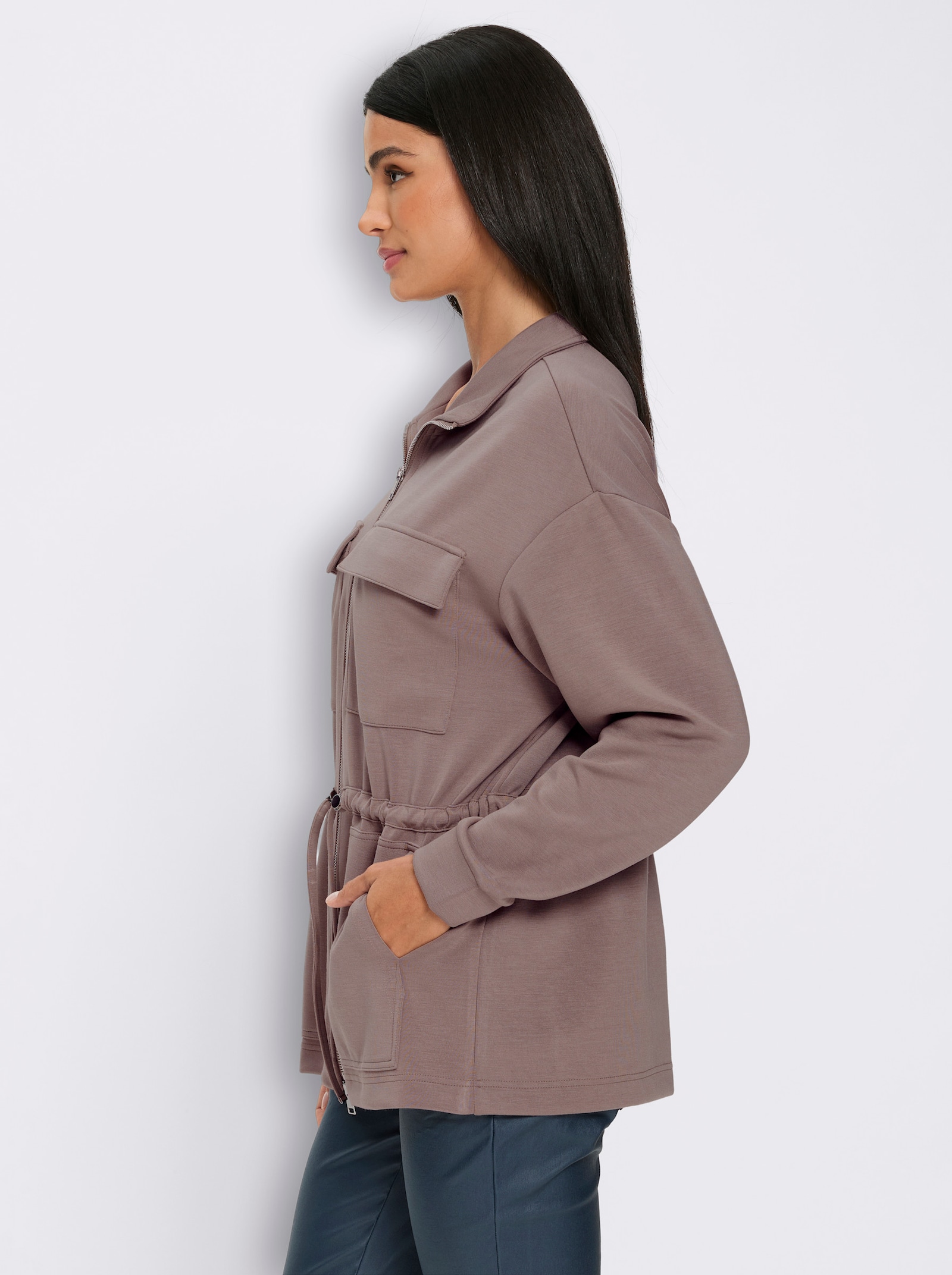 heine Jacke mit Tunnelzug in der Taille - taupe