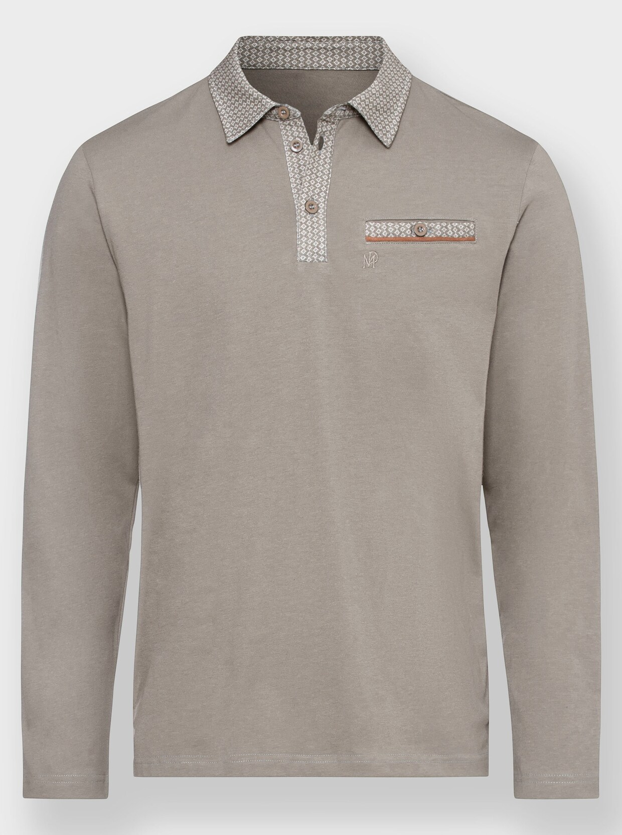 Marco Donati Langarm-Poloshirt - sesam