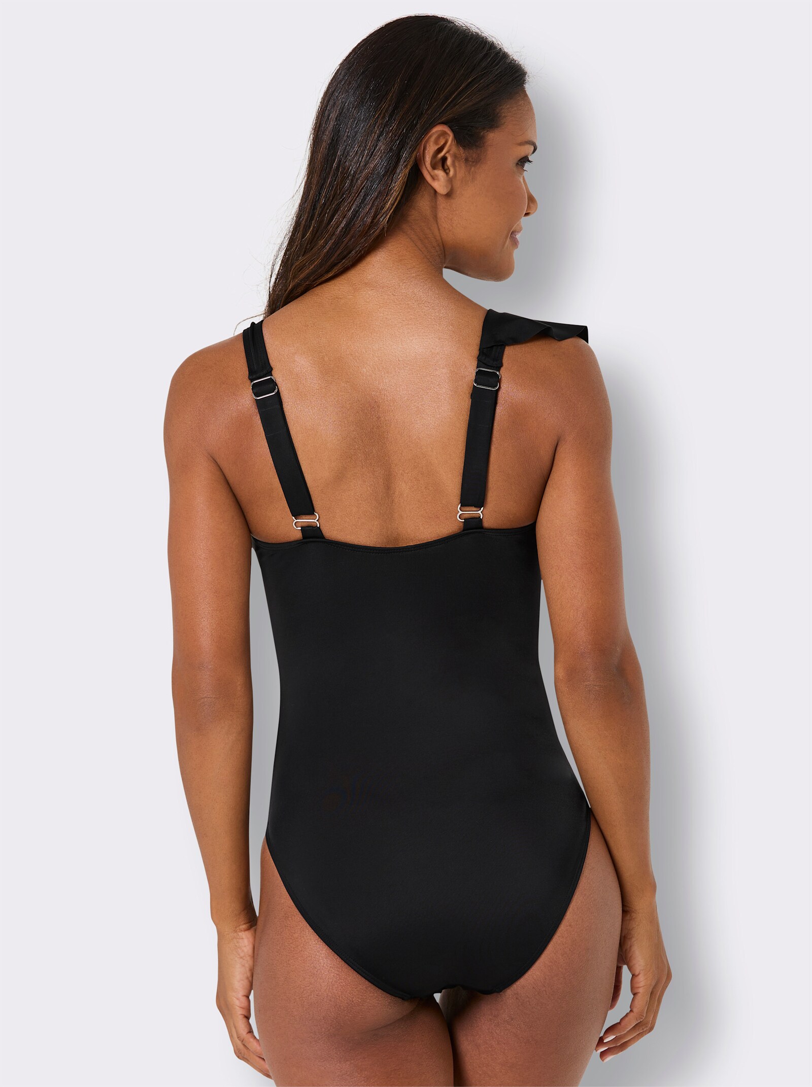 feel good Badeanzug mit Volant - schwarz