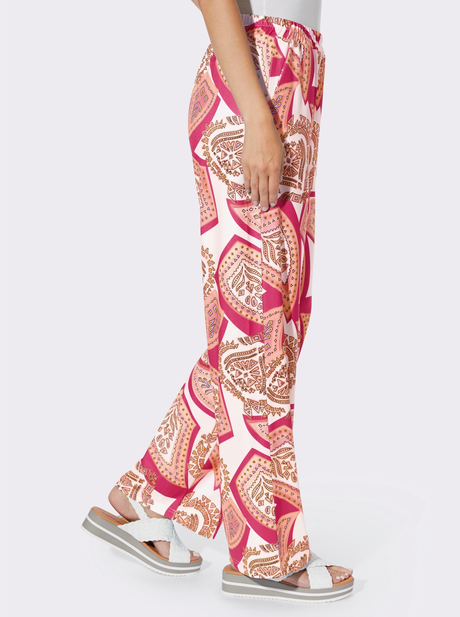 heine Schlupfhose mit 2 Taschen - pink-ecru-bedruckt