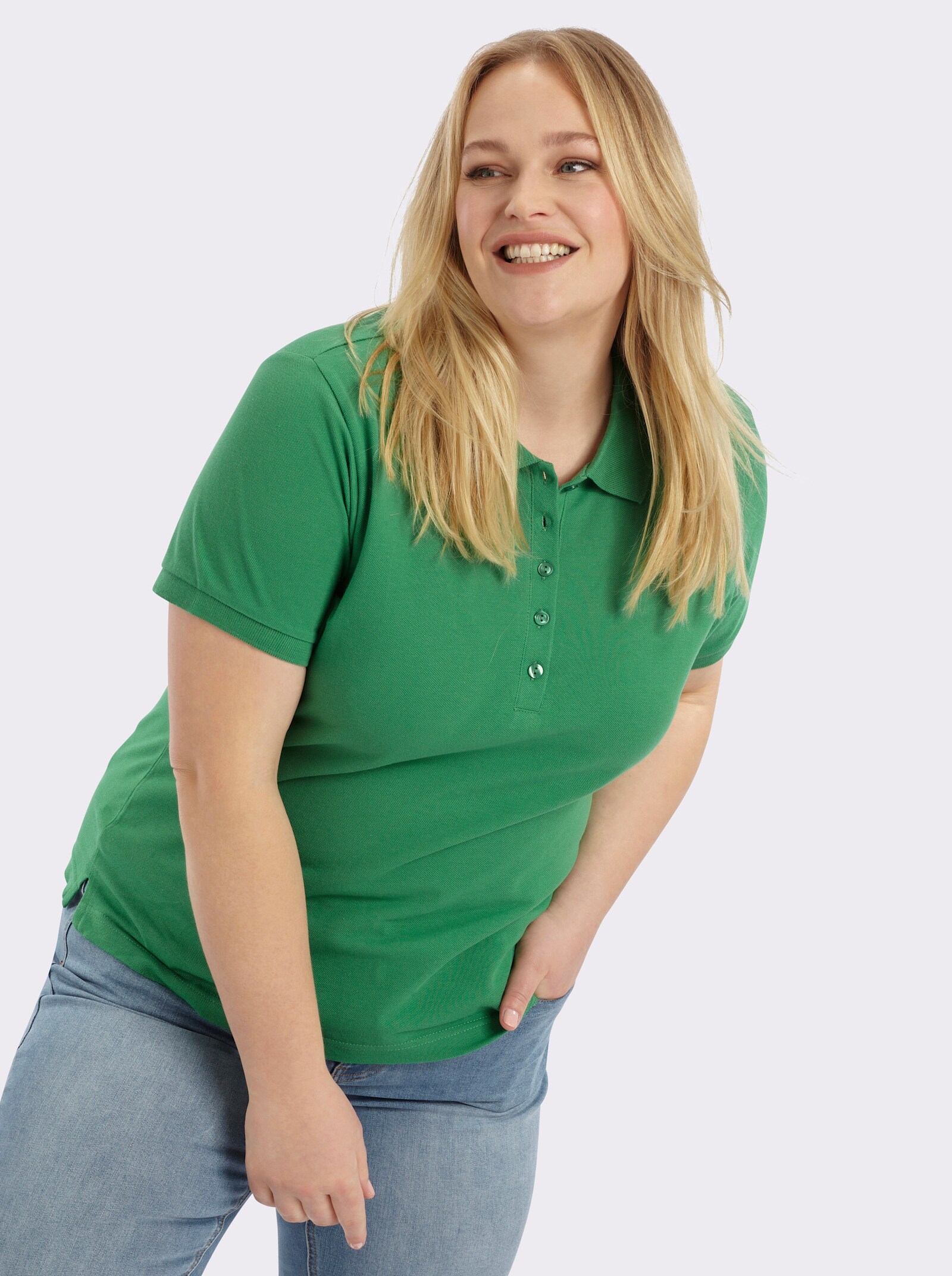 Poloshirt mit Seitenschlitzen - grün