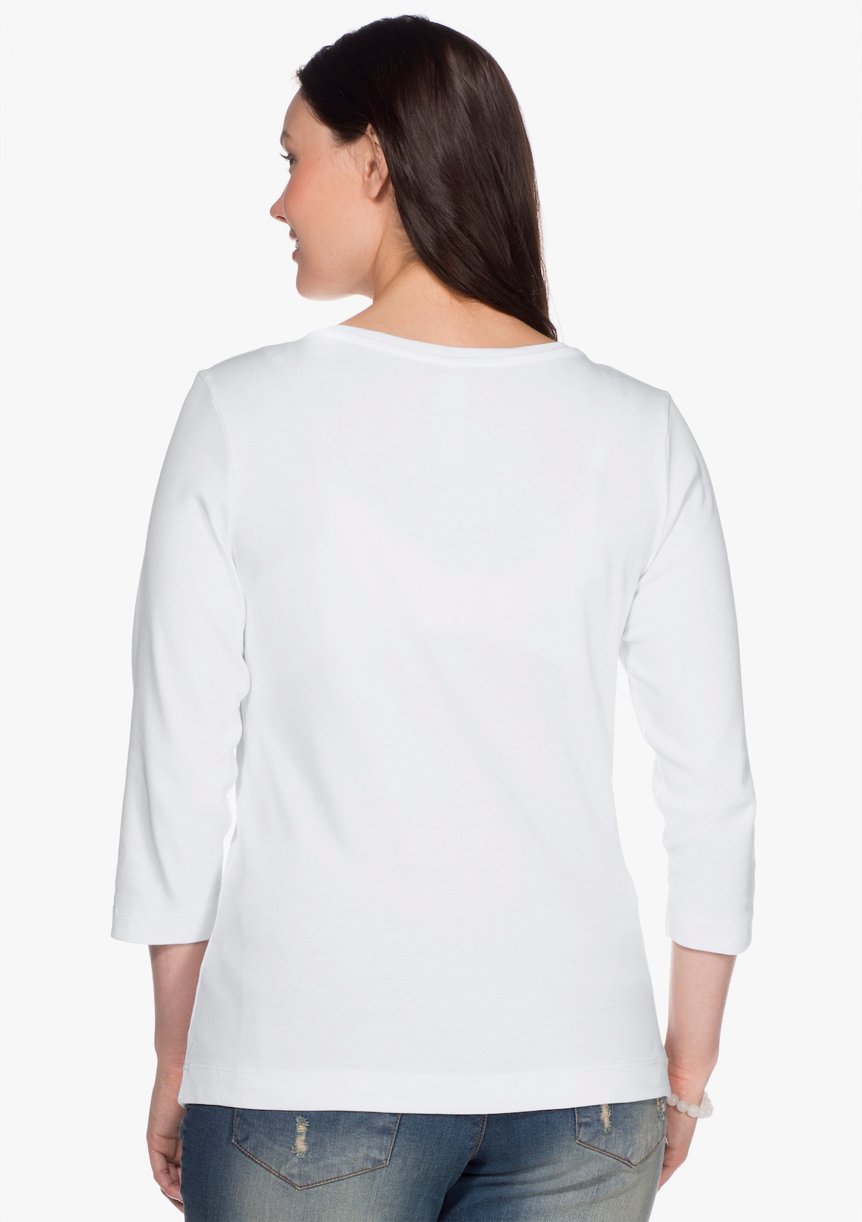 sheego 3/4-Arm-Shirt - weiß