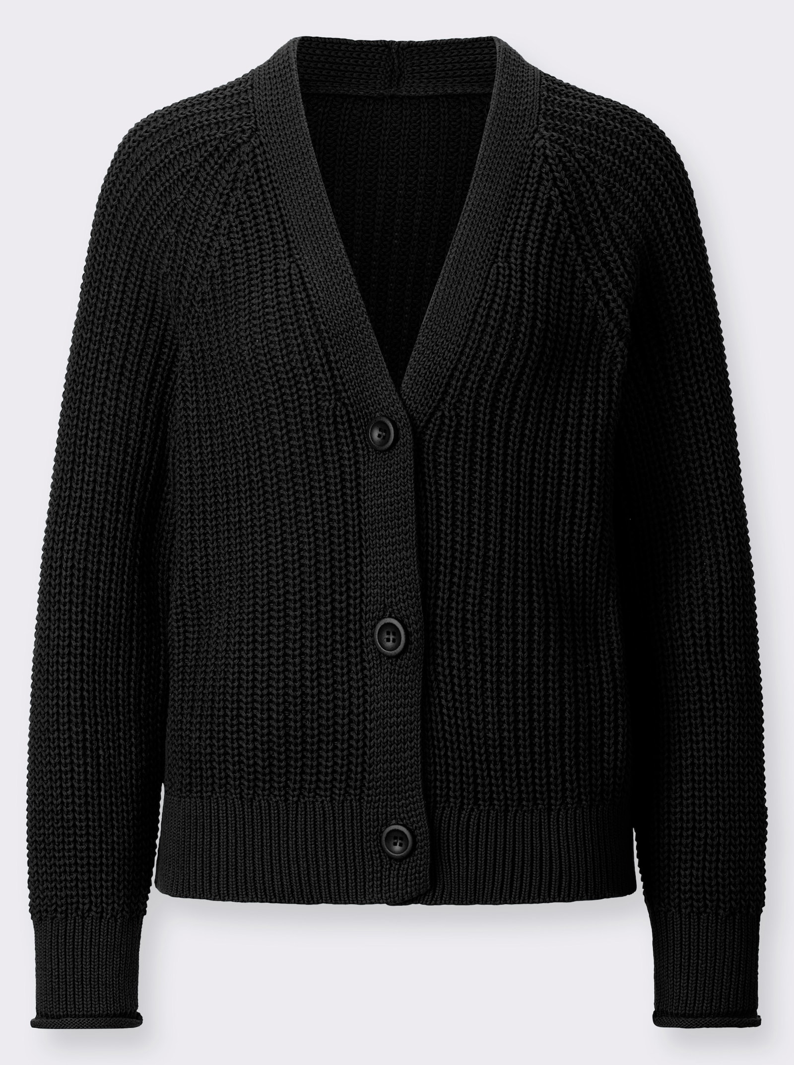 Kofta i grovstickat mönster - svart