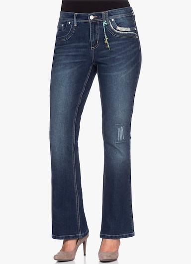 sheego by Joe Browns Bootcut-Jeans im Used-Look - dark blue denim