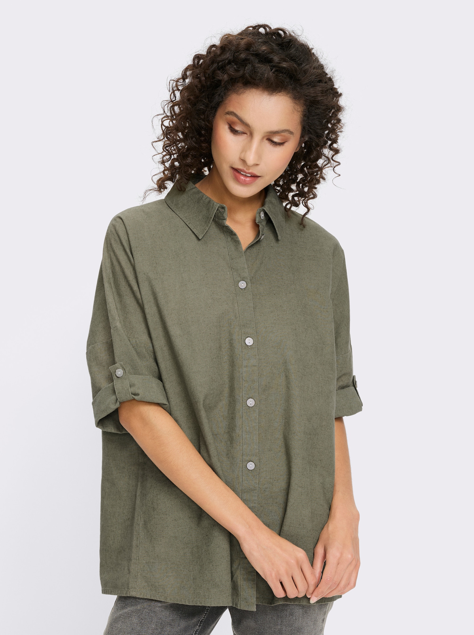 heine Leinenbluse mit 3/4-Arm - khaki