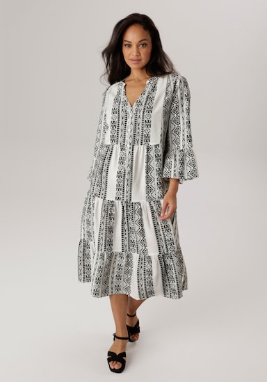 Aniston PLUS Midikleid - weiß-schwarz