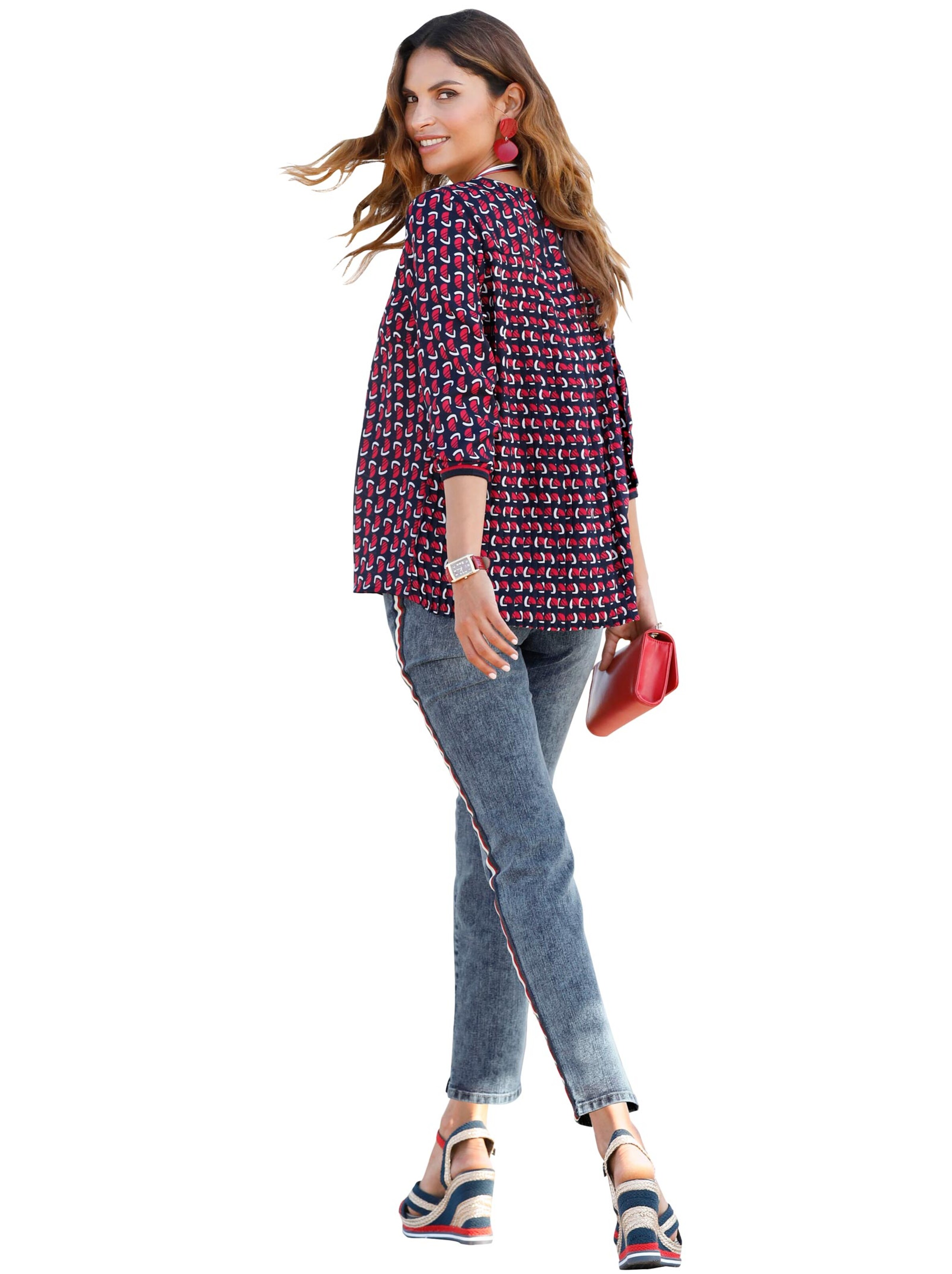 Bluse - rot-marine-bedruckt
