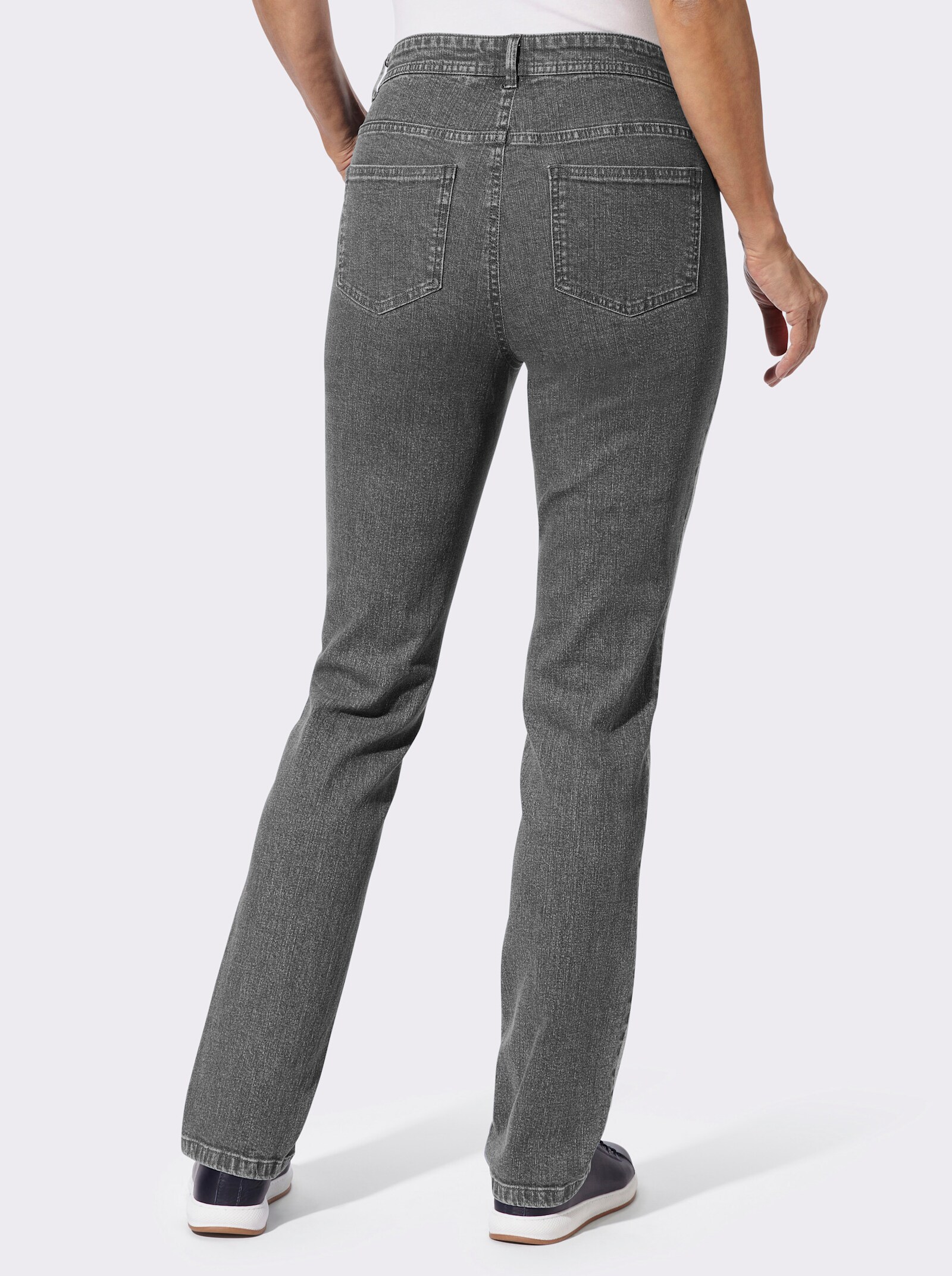 Gerade Jeans mit seitlichen Kontraststreifen - light grey-denim