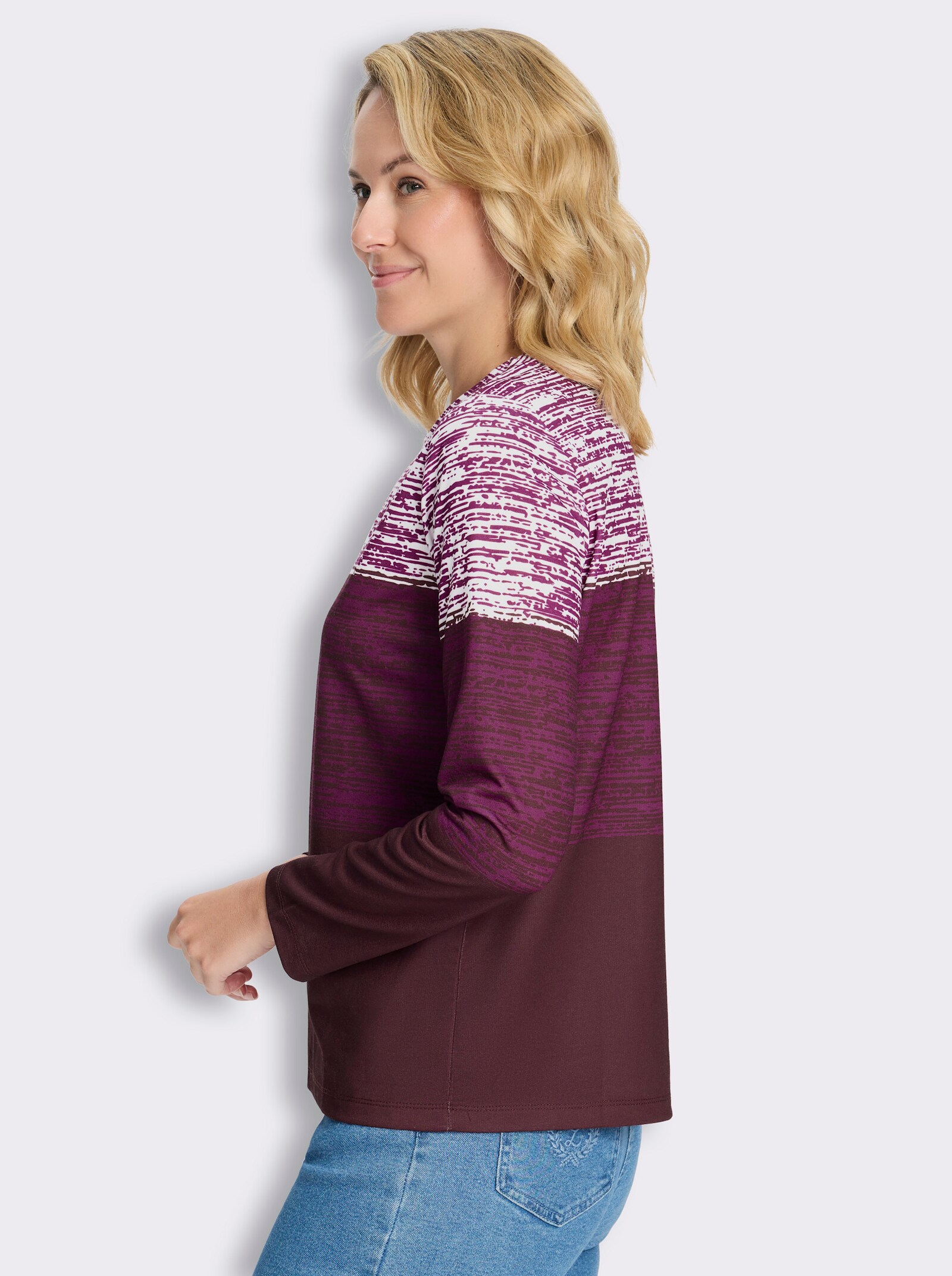 Sweatshirt mit Farbverlauf-Druck - burgund-malve-bedruckt