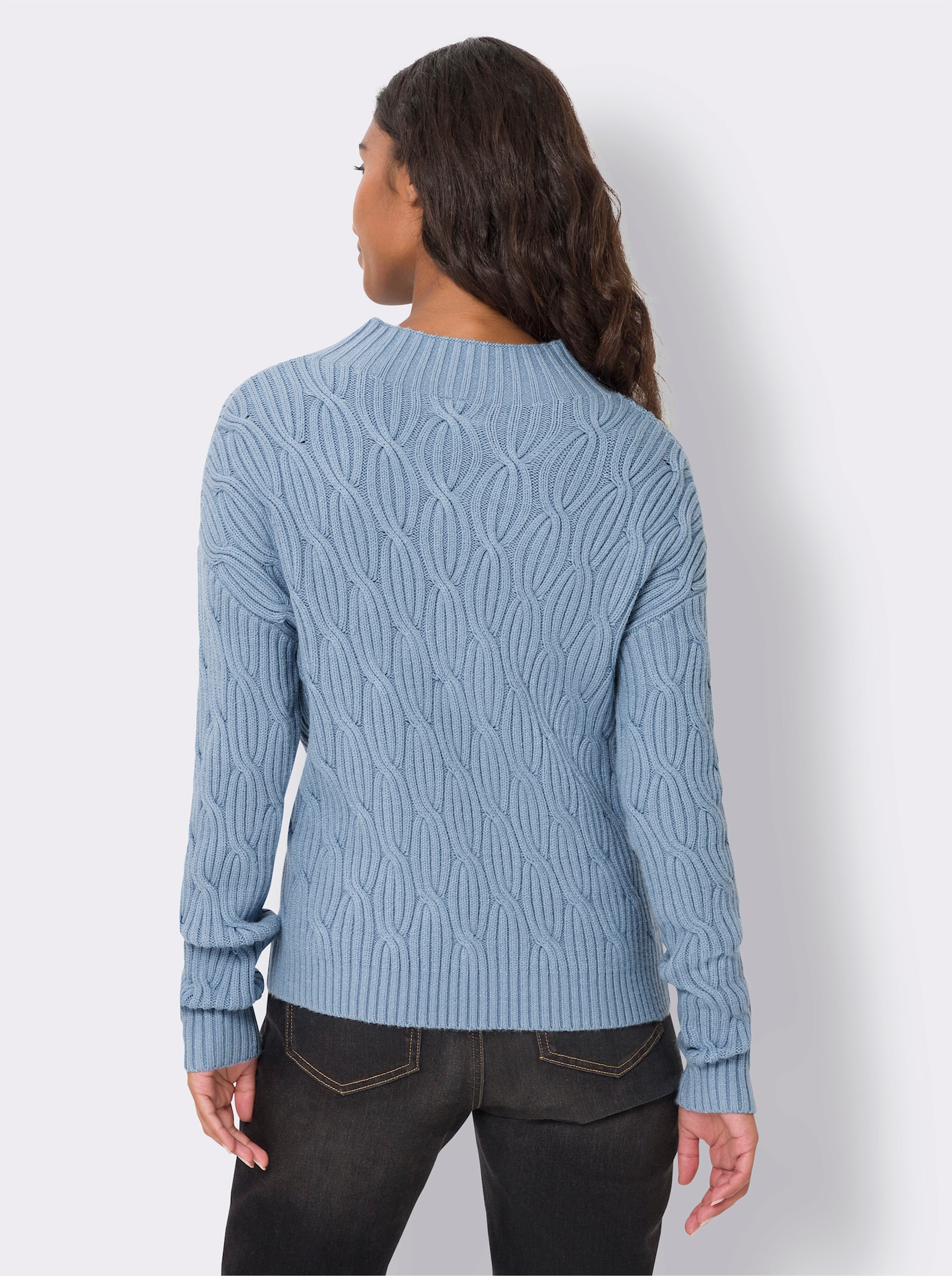 heine Pull à col montant avec motif torsadé, qualité ECOVERO - bleu
