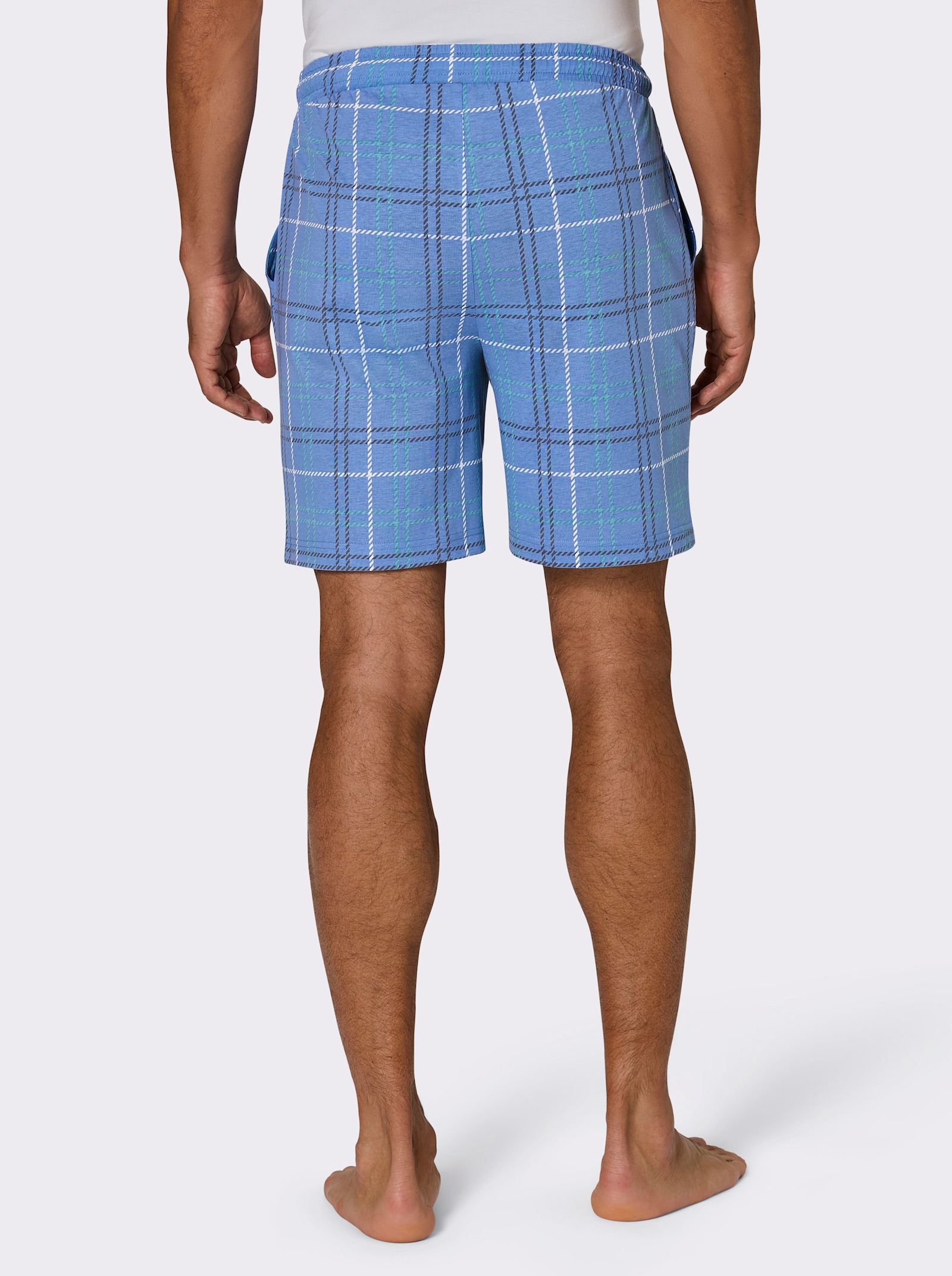wäschepur men Hose kurz - mittelblau-ozean-kariert