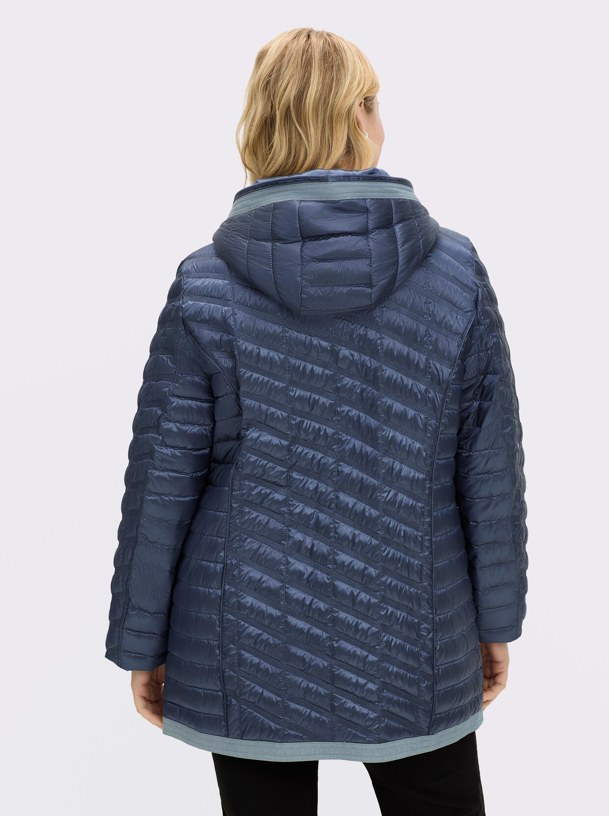 Steppjacke mit Details in Jeans-Optik - rauchblau