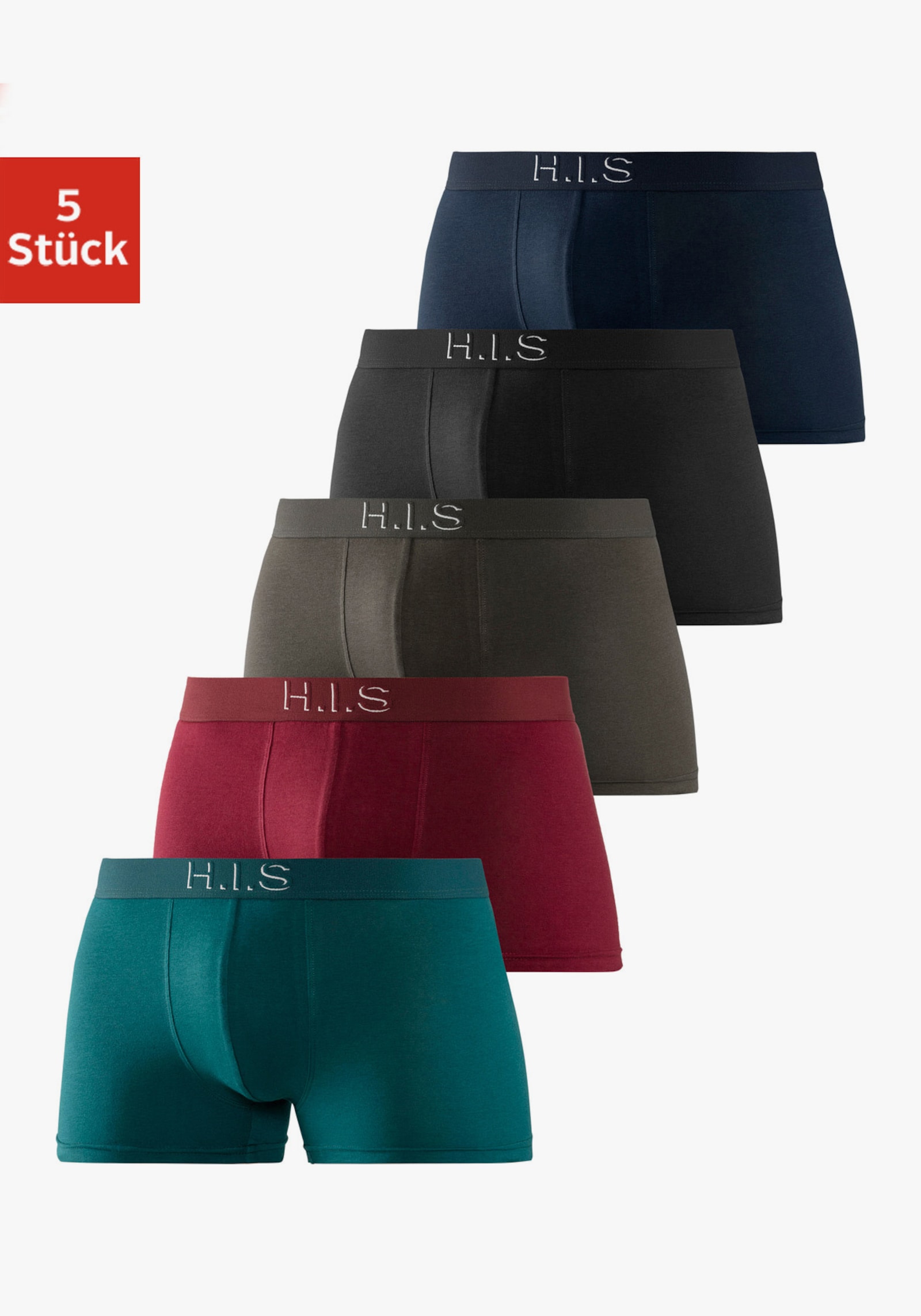 H.I.S Boxer - petrol, bordeaux, schwarz, olivgrün, navy