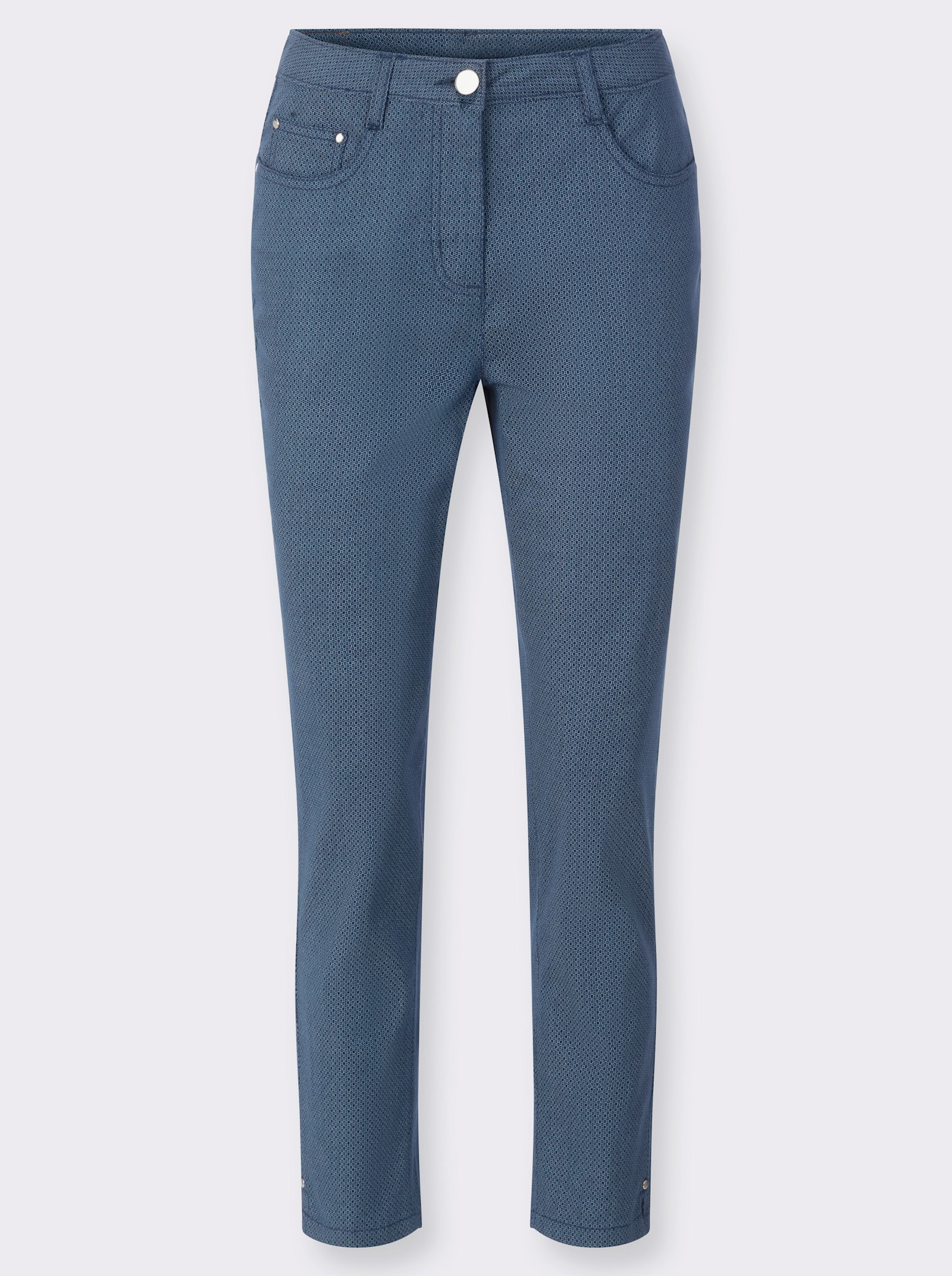Druckhose in 5-Pocket-Form - dunkelblau-bedruckt
