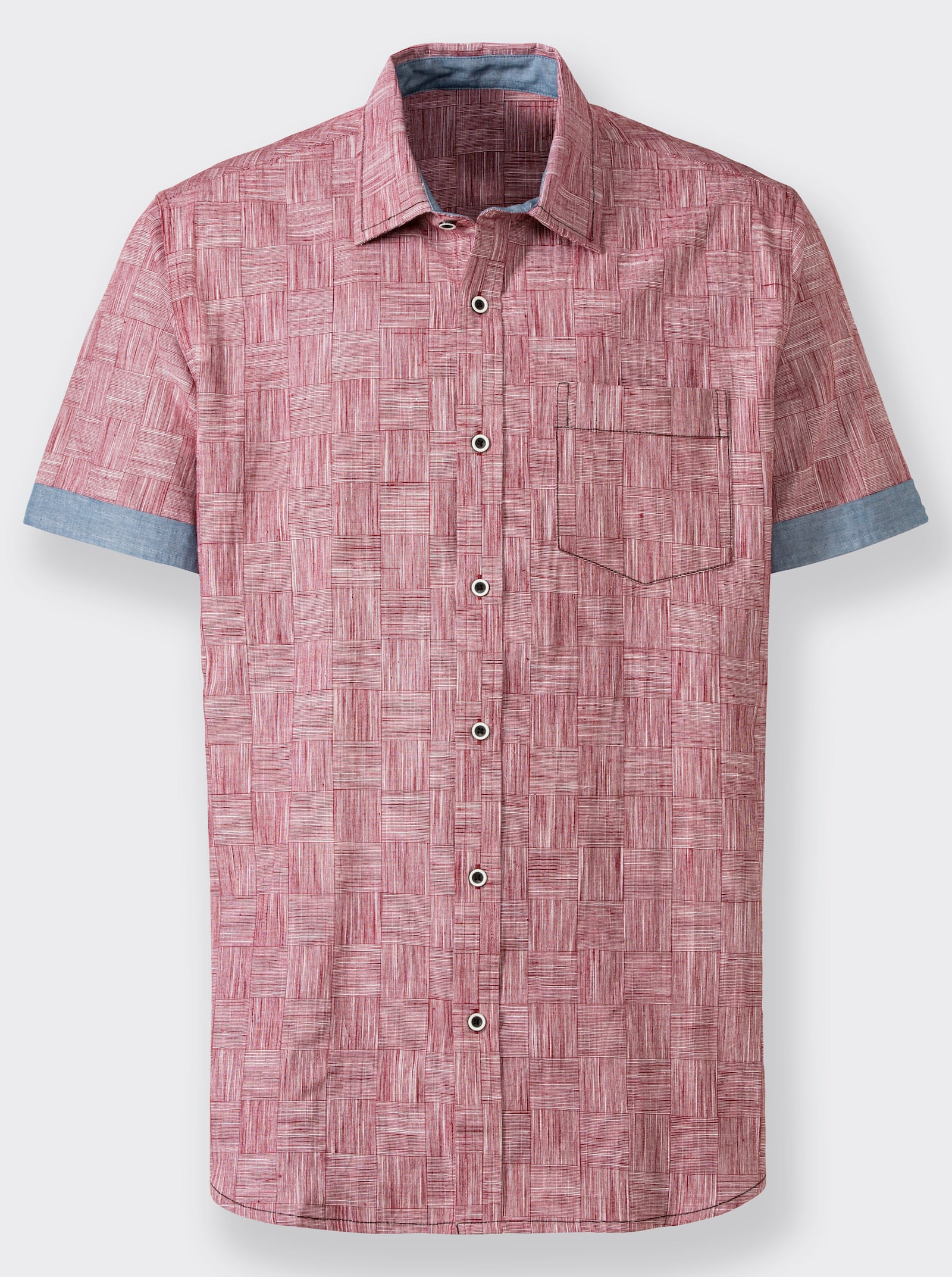 Marco Donati Kurzarm-Hemd - dunkelrot-meliert