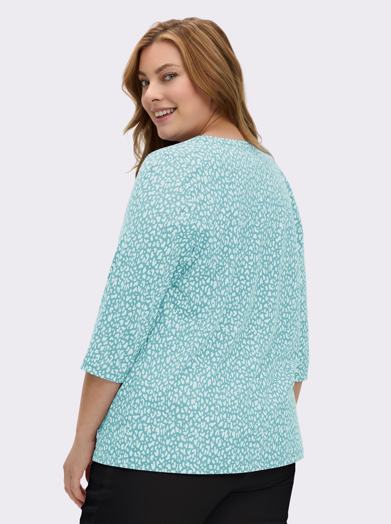 3/4-Arm-Shirt mit Minimal-Druck - weiß-ozean-bedruckt