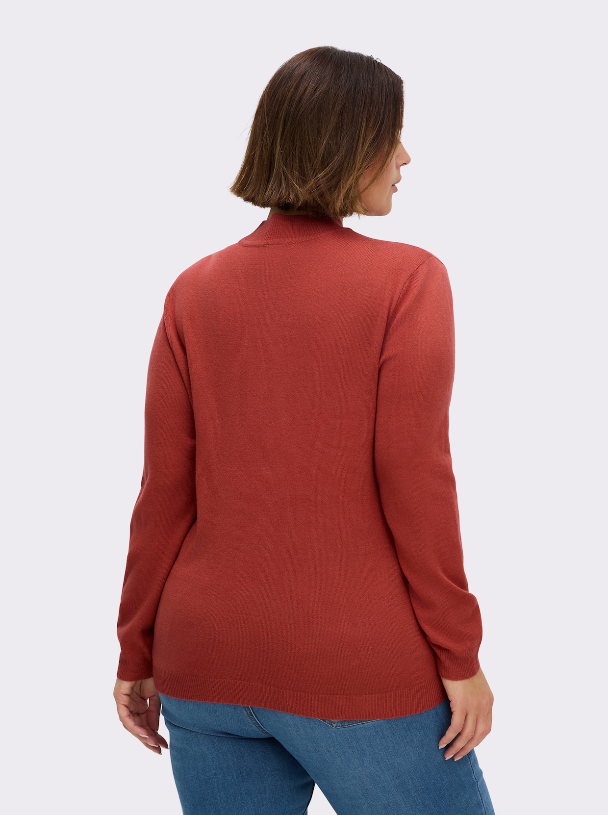 Stehkragenpullover weich wie Kaschmir - terrakotta