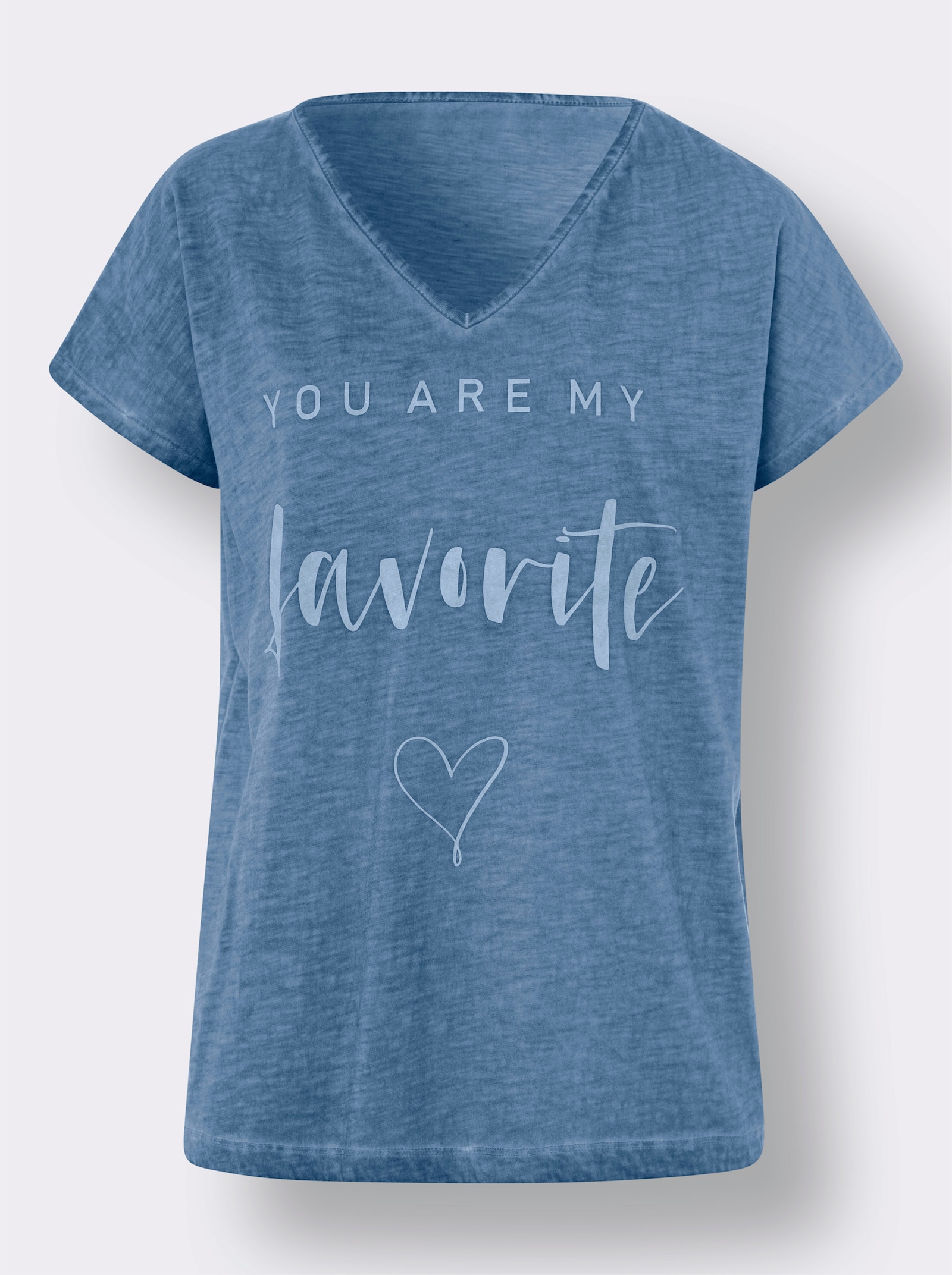 heine Print-Shirt mit Oil-dyed-Waschung - mittelblau