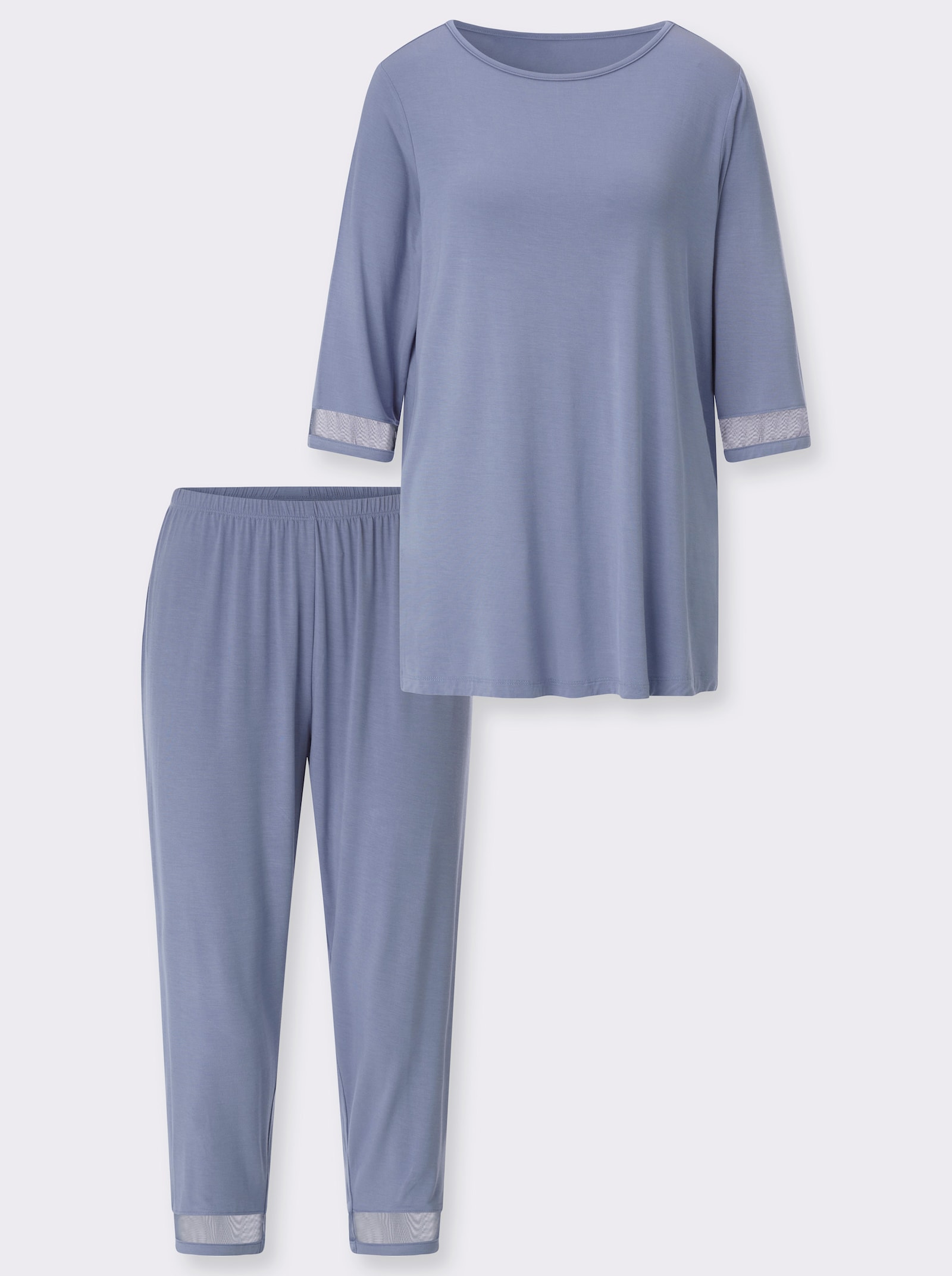 wäschepur Schlafanzug mit Mesh-Einsätzen - taubenblau