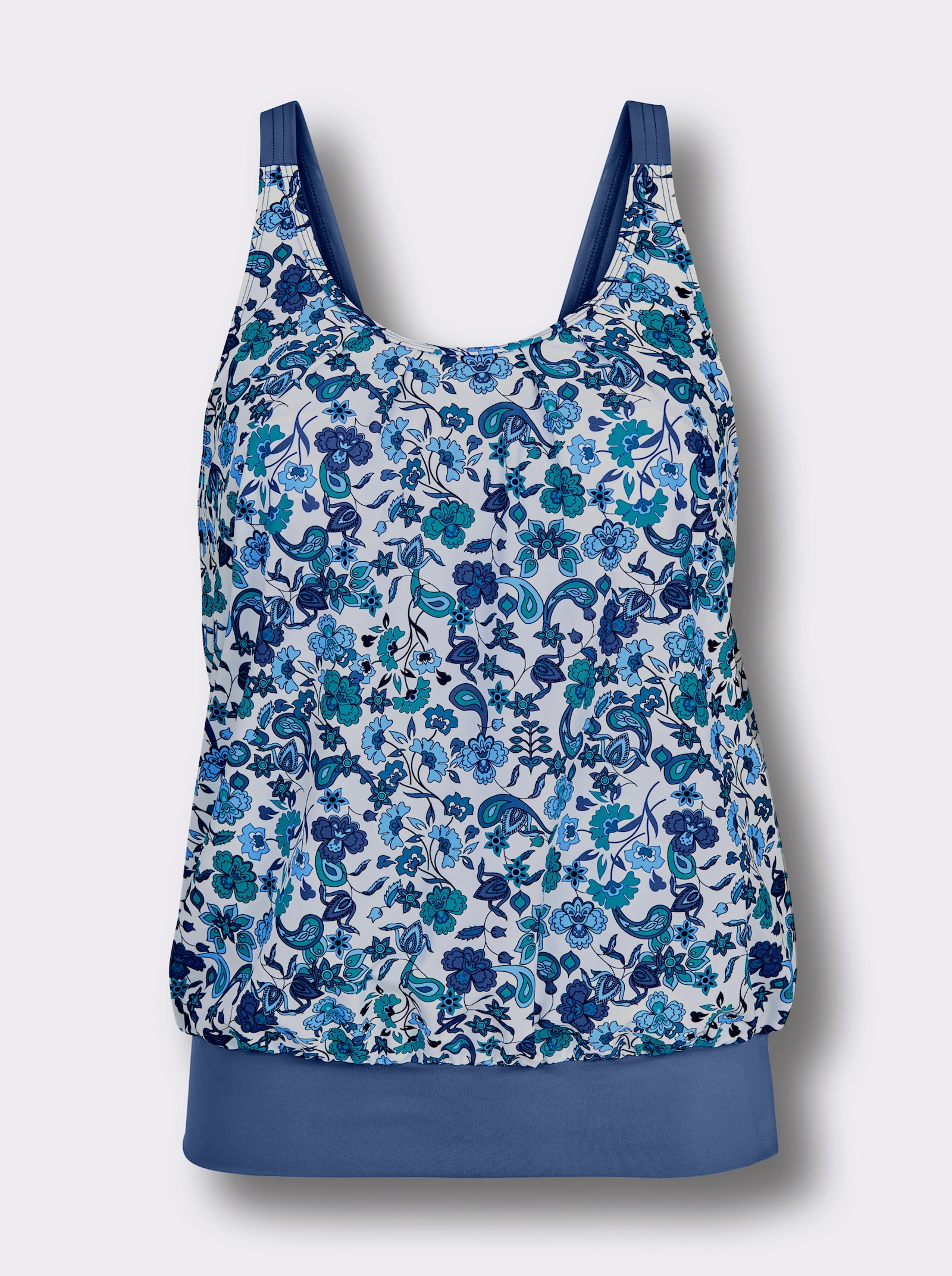 feel good Tankini-Oberteil mit eng anliegendem Elastikbund - jeansblau-topas-bedruckt