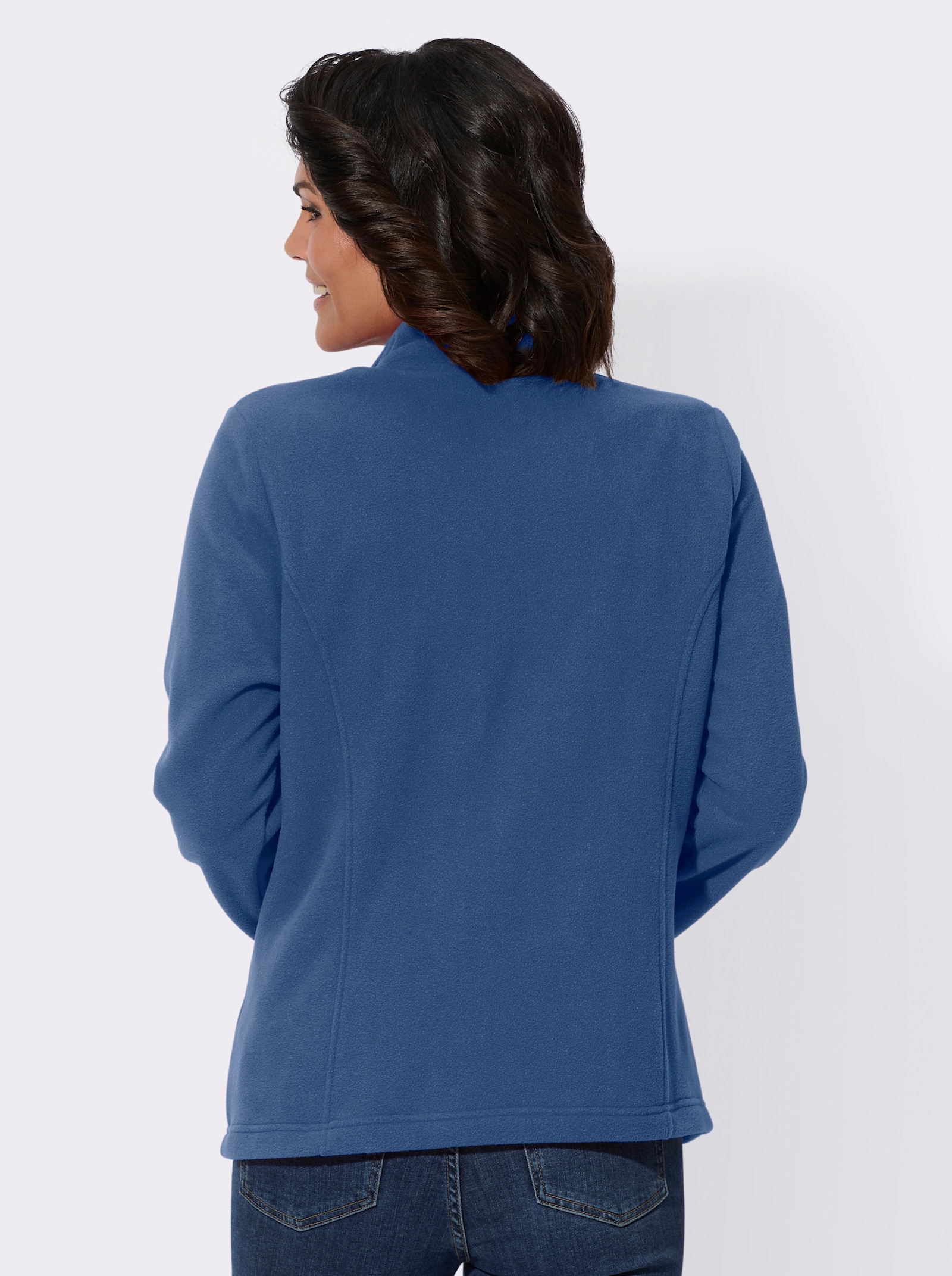 Fleecejacke mit Reißverschluss-Taschen - jeansblau