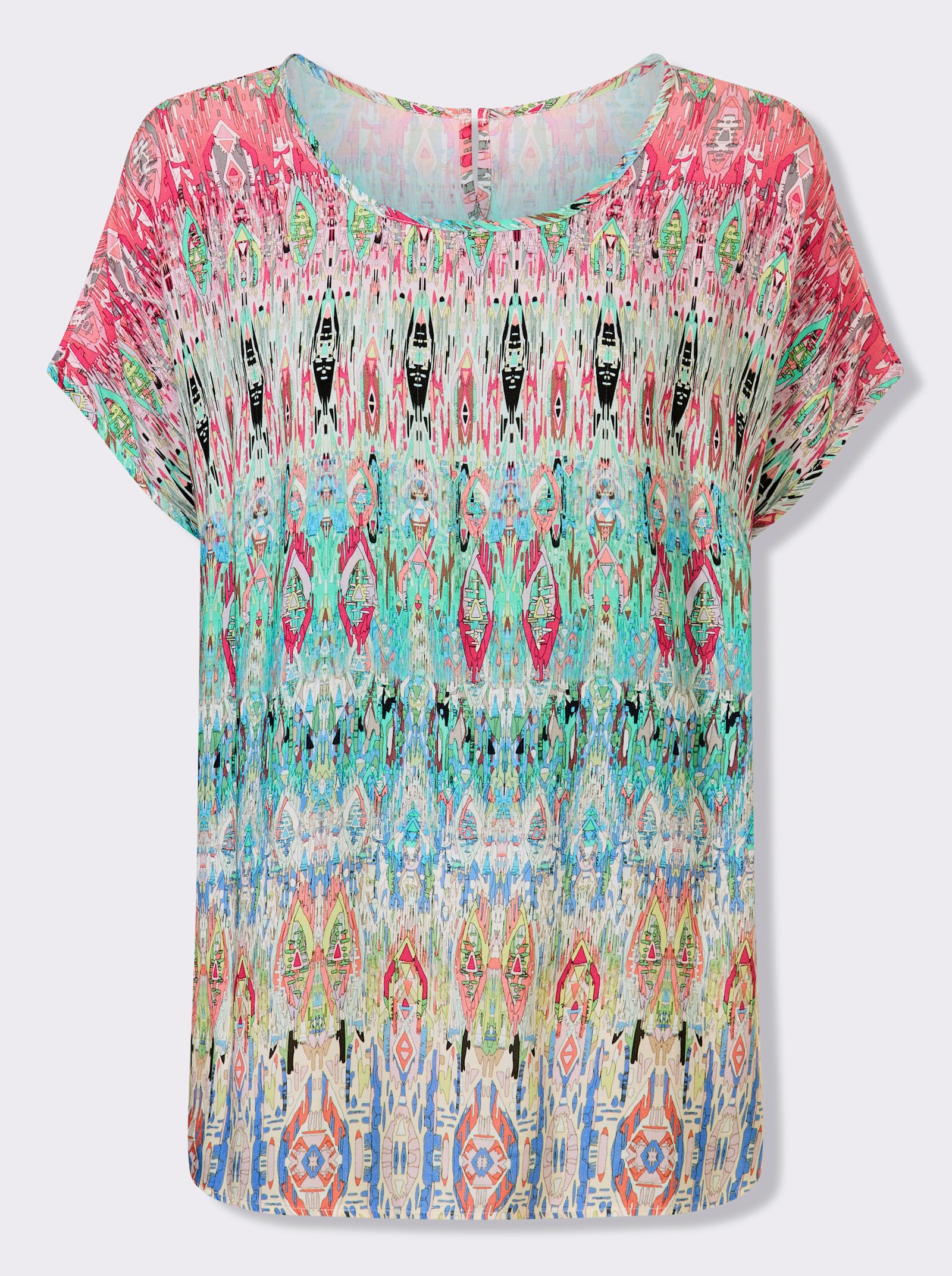 heine Druckbluse mit überschnittener Schulter - rosé-schilf-bedruckt