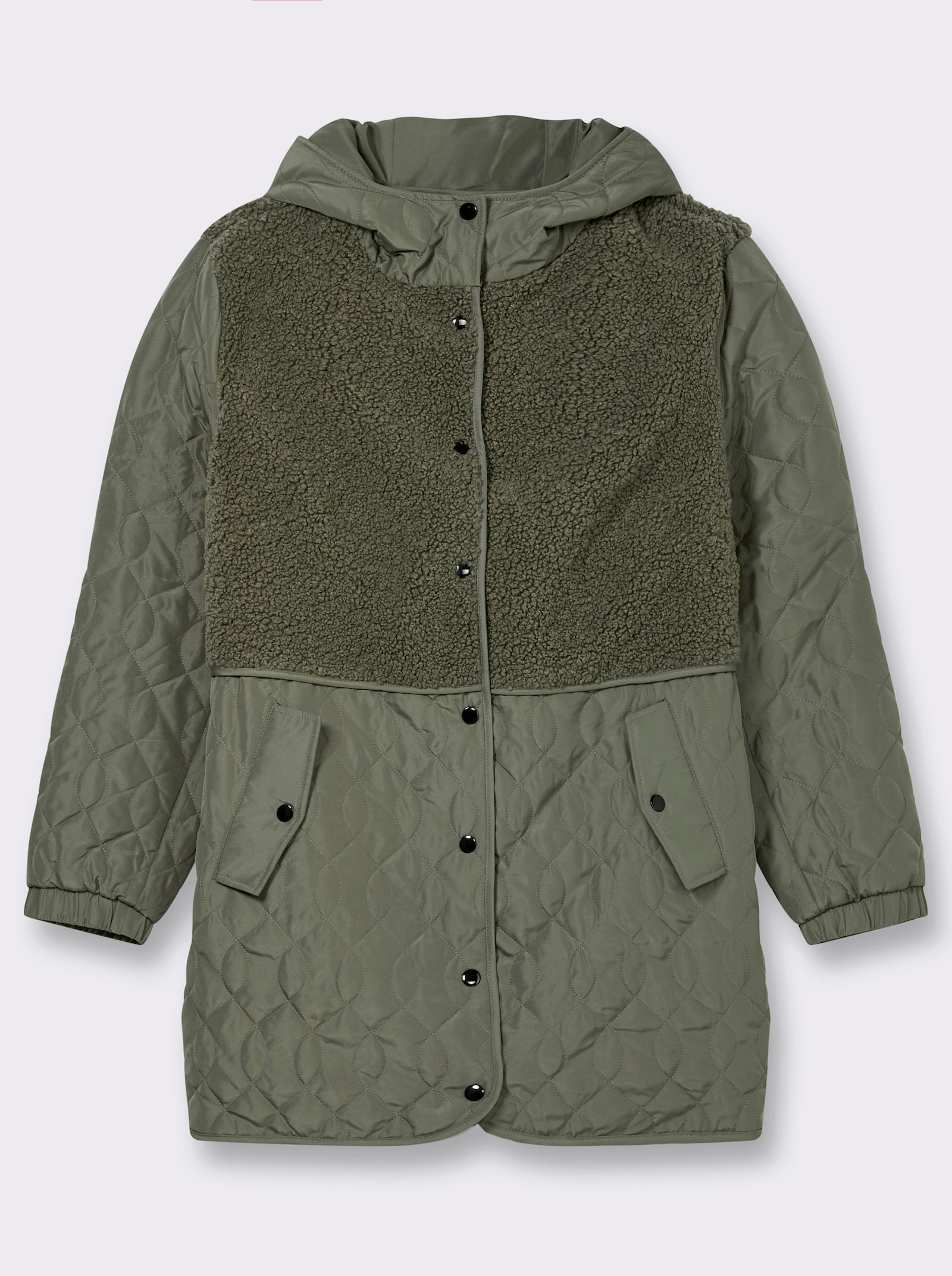 Steppjacke mit Teddy-Fleece - khaki