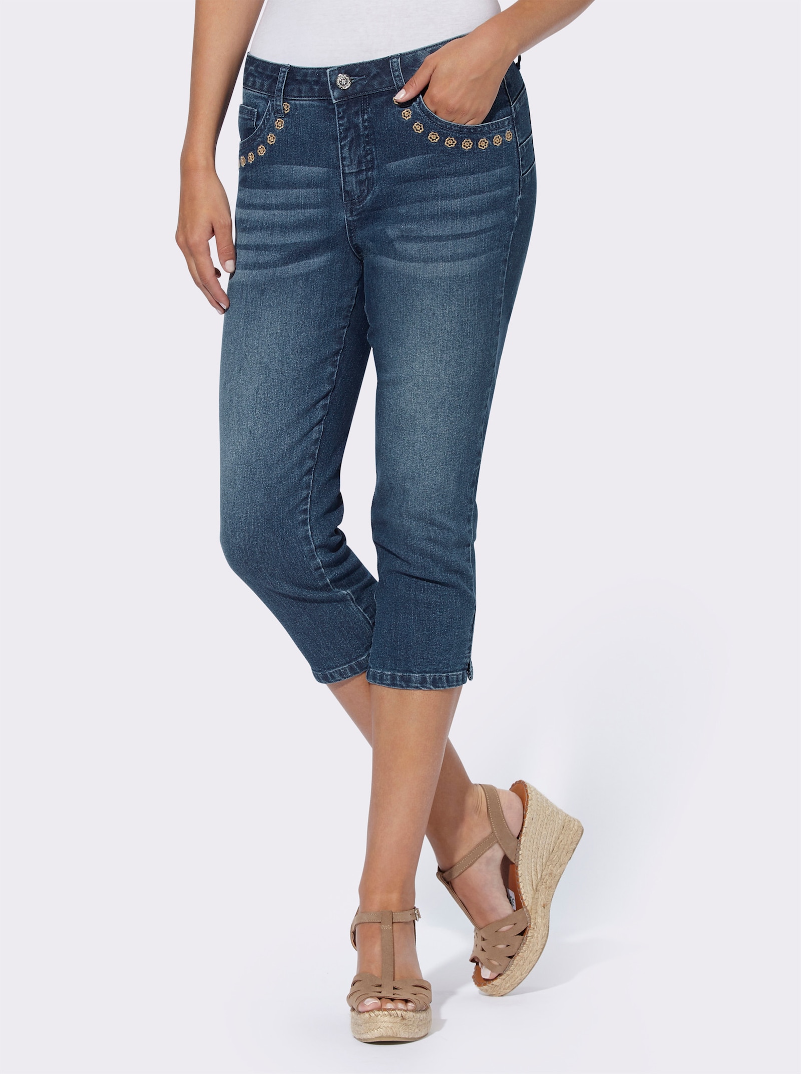 heine Caprijeans mit Push-up-Effekt - blue-stone-washed