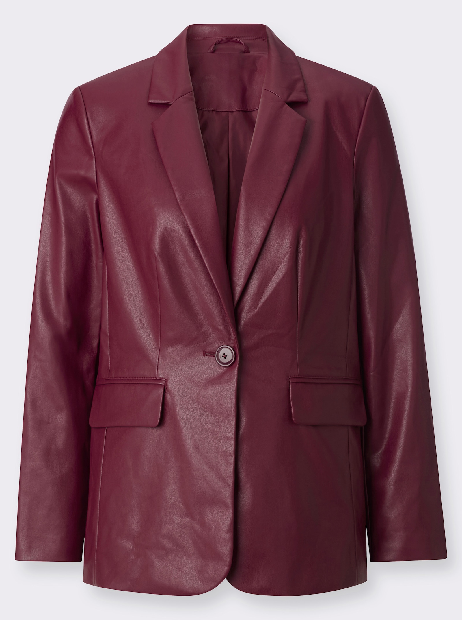 Lederimitat-Blazer mit Reverskragen - bordeaux