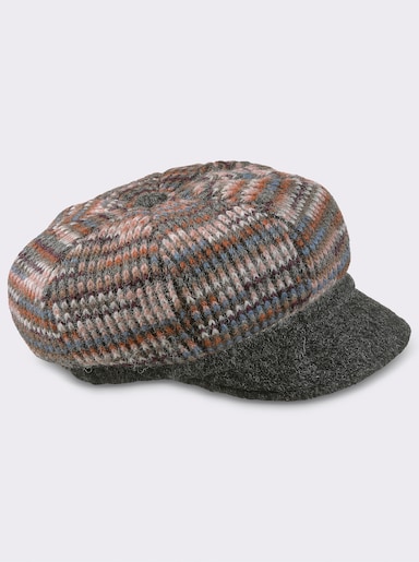 Ballonmütze mit Gummizug - grau-gemustert