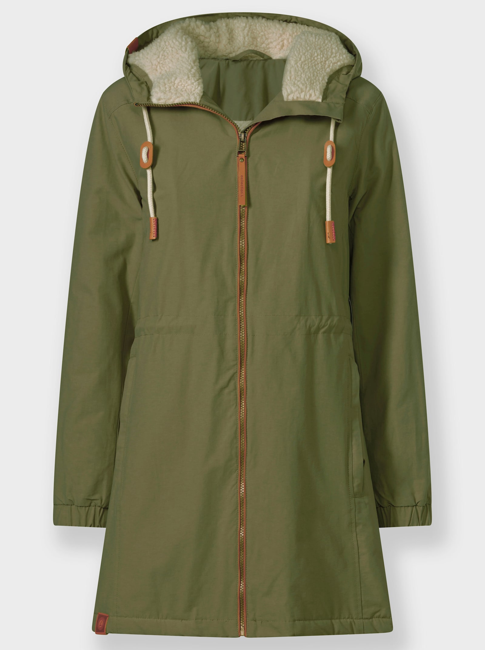Parka mit Tunnelzug auf Höhe der Taille - oliv