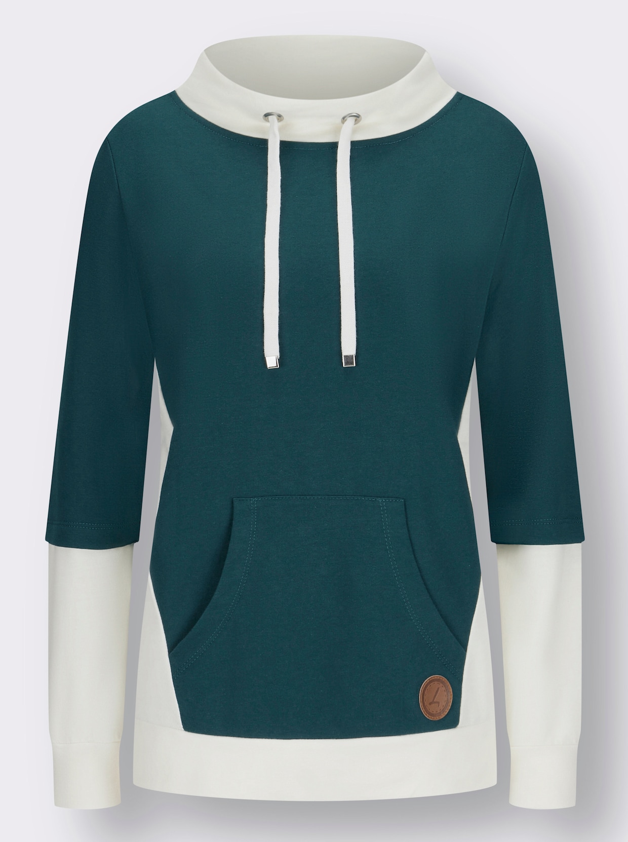 Shirt met lange mouwen - petrol/champagne
