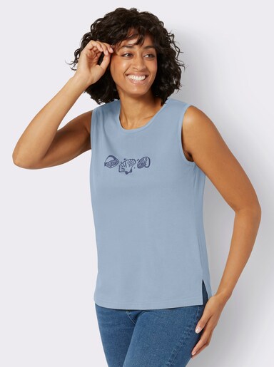Shirttop mit Seitenschlitzen - hellblau