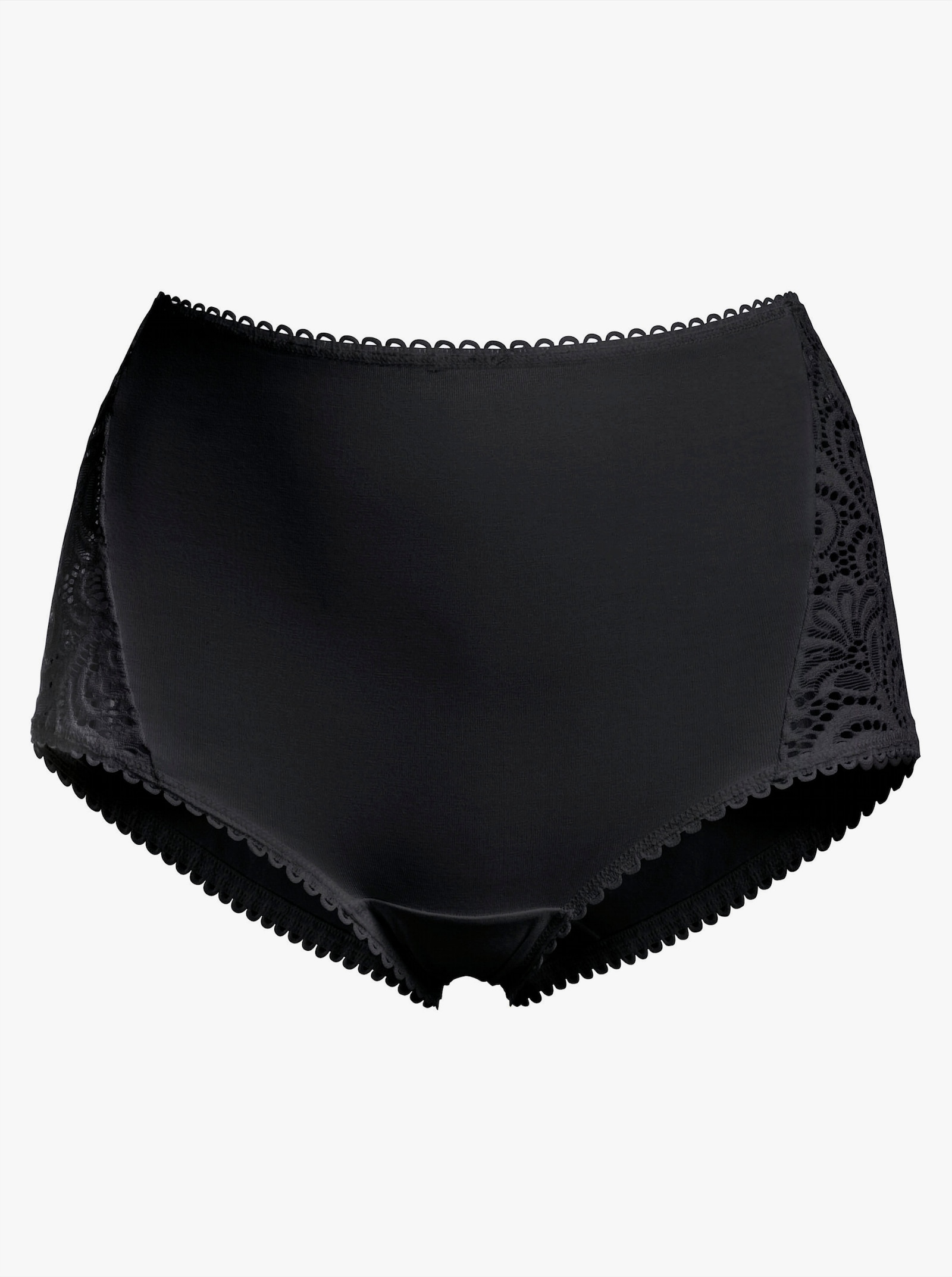 wäschepur Taillenslip mit breitem Spitzeneinsatz - schwarz