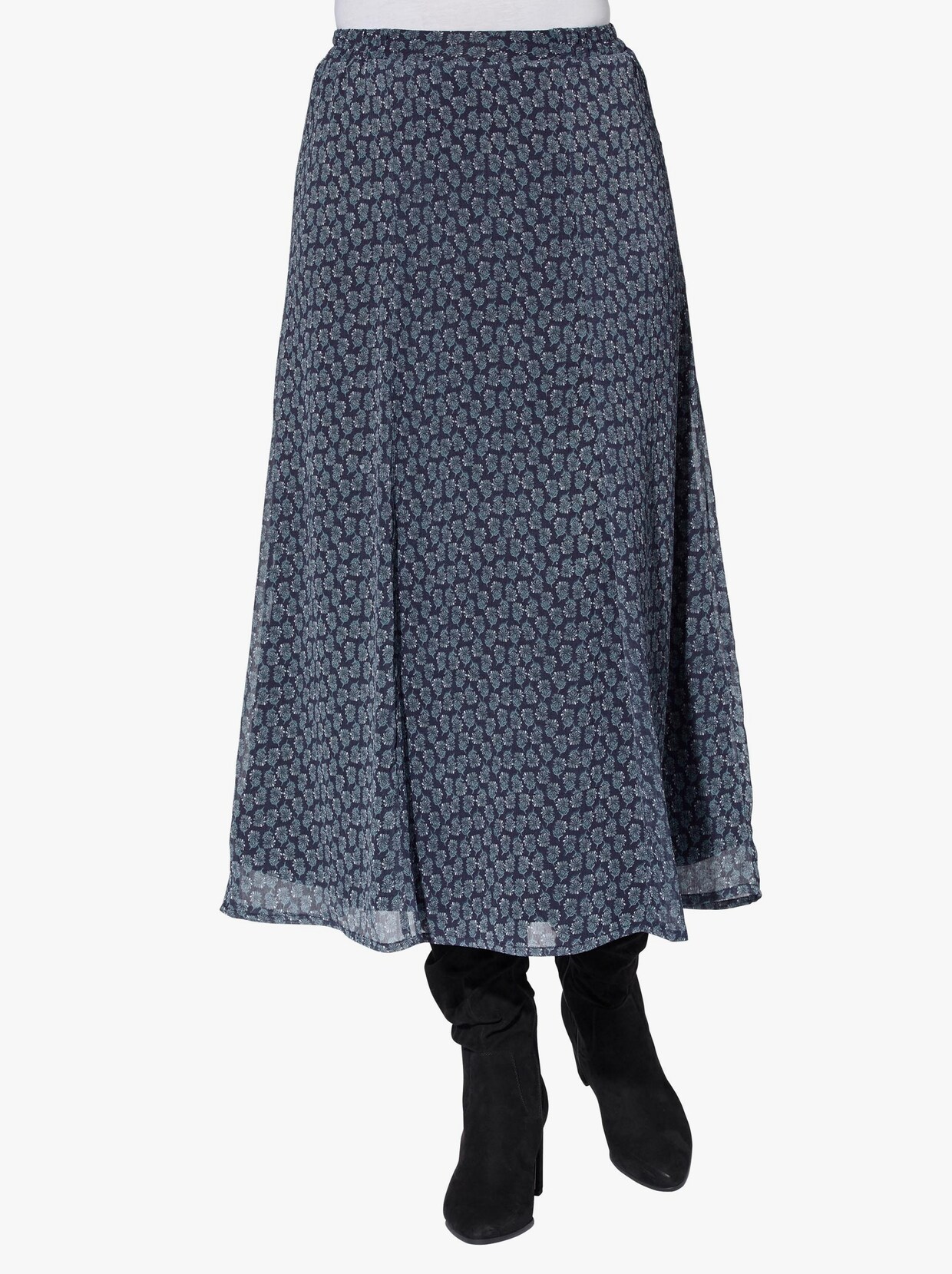 Dielová sukňa - Tmavomodro-šalviová potlač