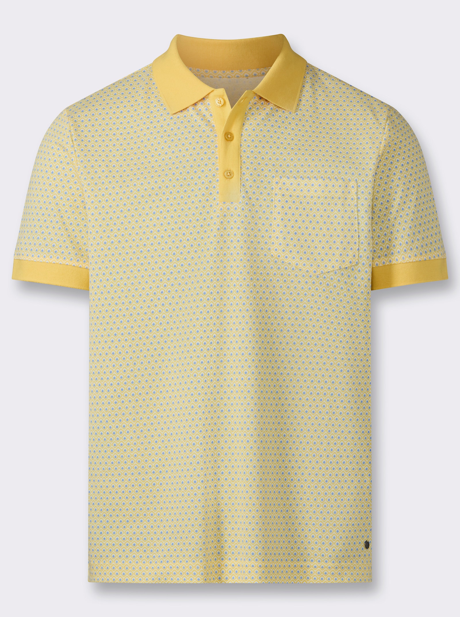 Marco Donati Kurzarmshirt in Pikee-Struktur - gelb-gemustert