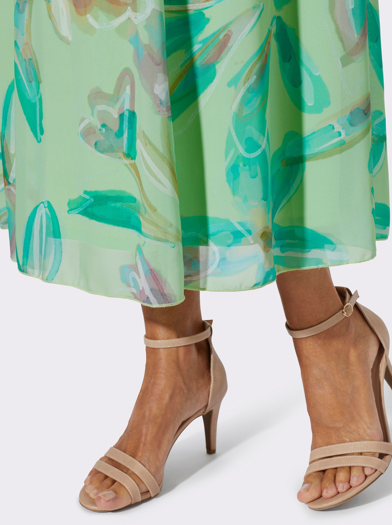 Bahnenrock mit Blütendruck - reseda-rosé-bedruckt