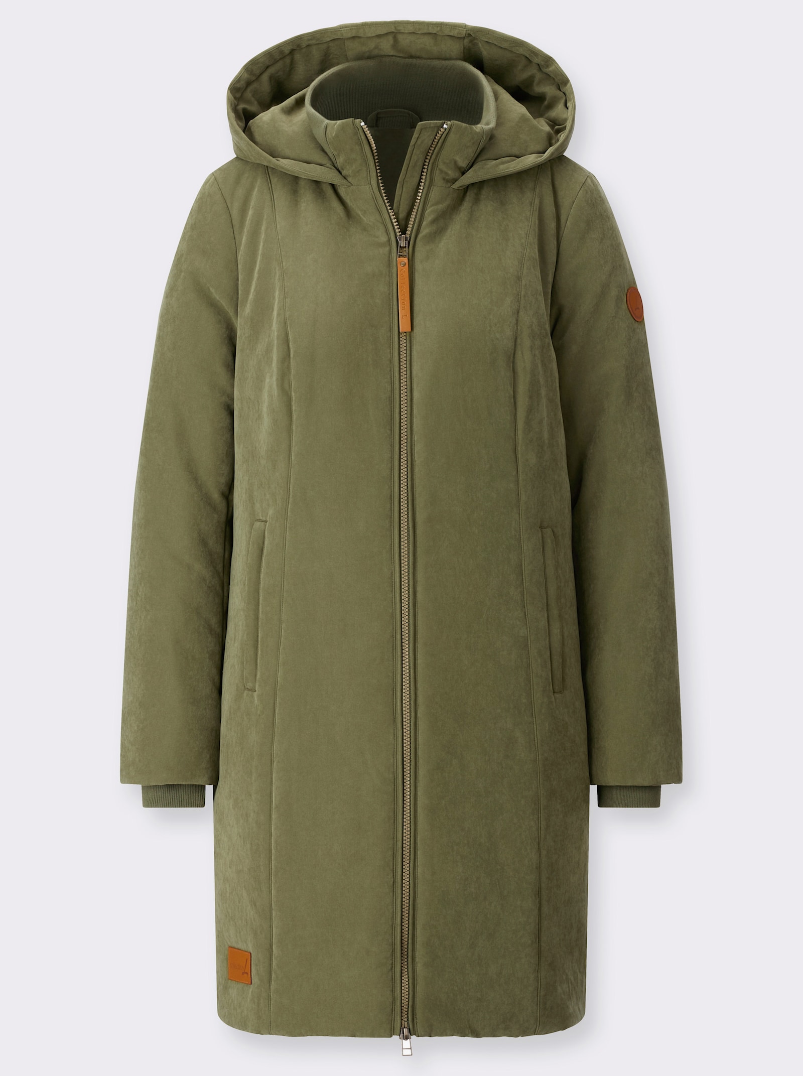 Kapuzenjacke mit Reißverschluss-Taschen - oliv