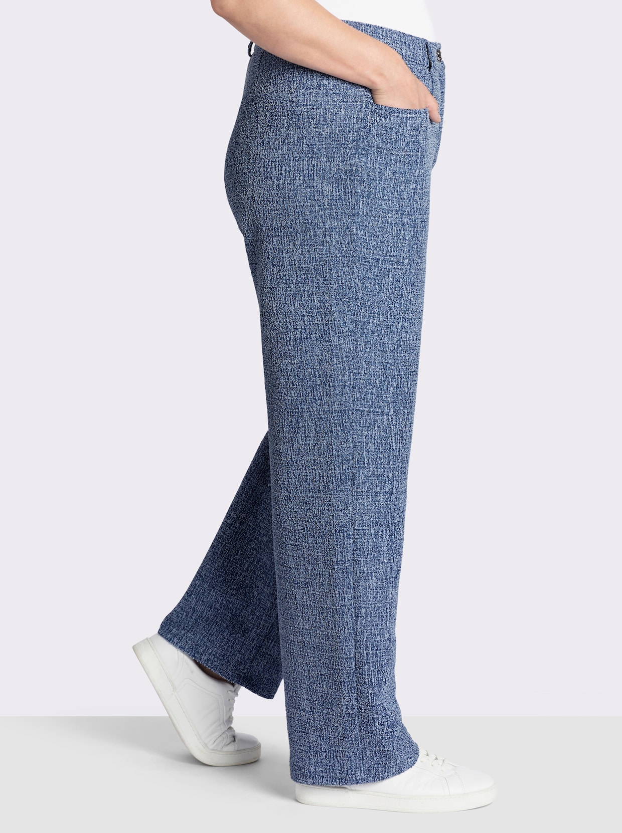 sheego Jerseyhose aus weichem Bouclé - jeansblau